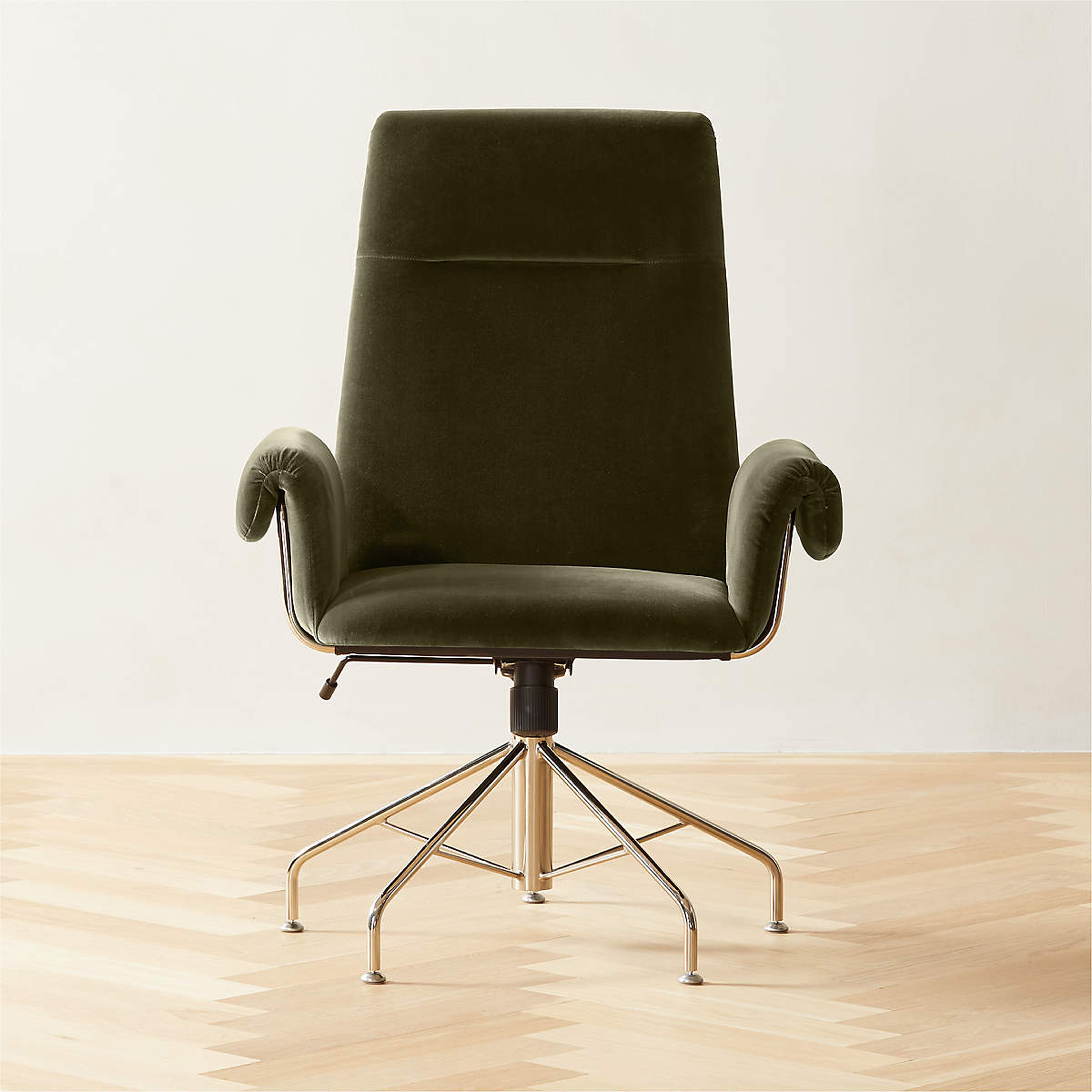 Saviti Olive Velvet Office Chair - CB2