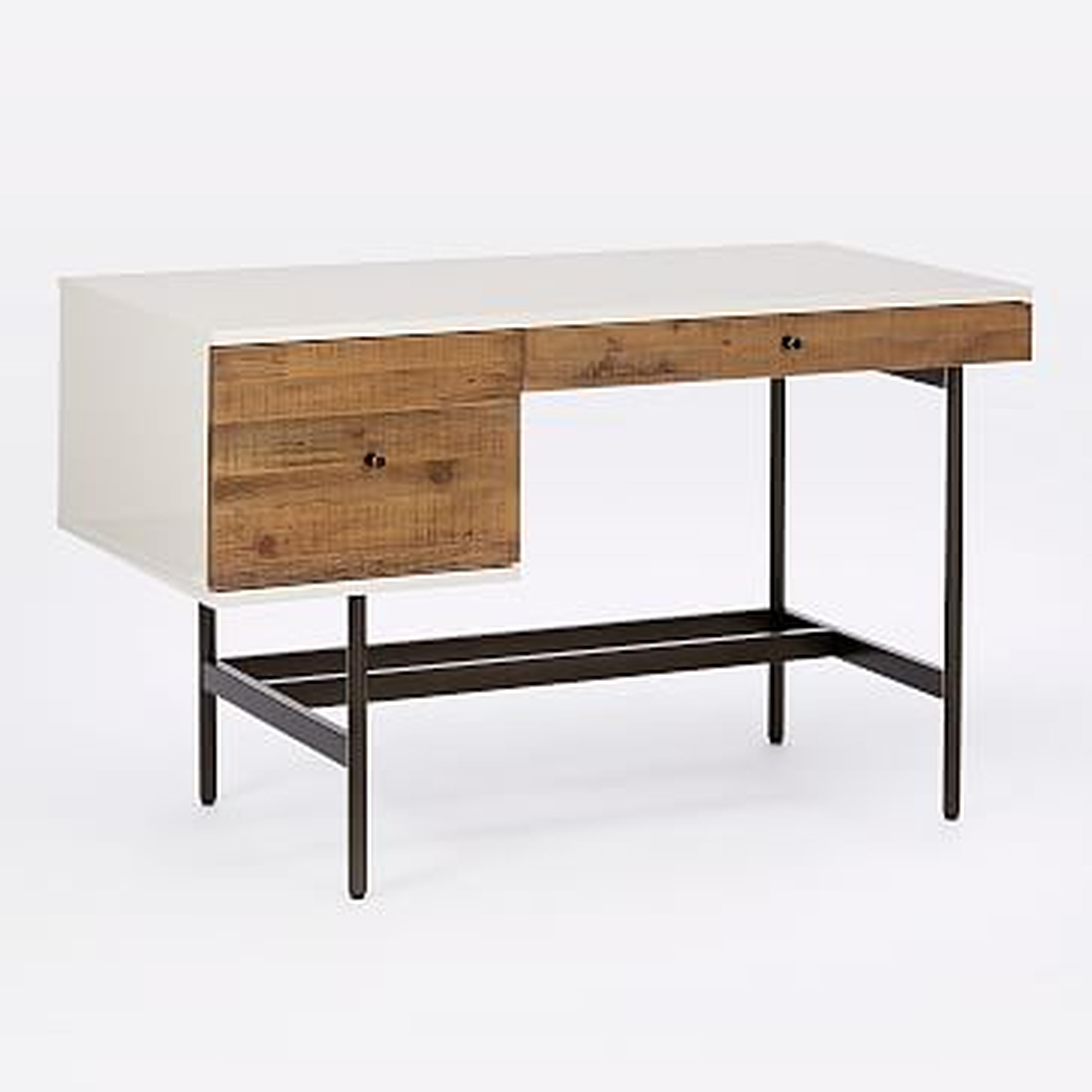 Reclaimed Wood + Lacquer Storage Desk - Reclaimed Wood/White - West Elm