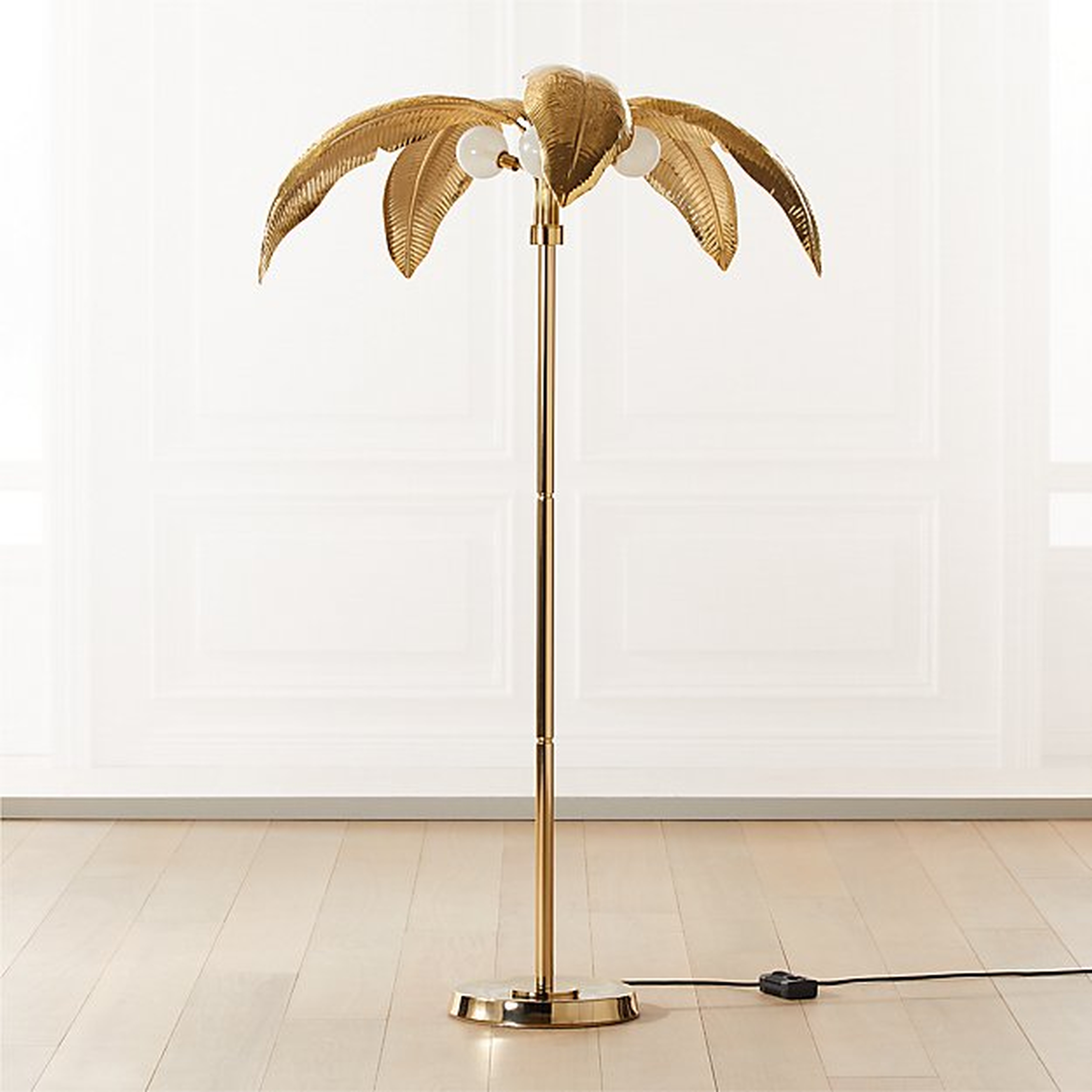 Palm Brass Finish Floor Lamp - CB2