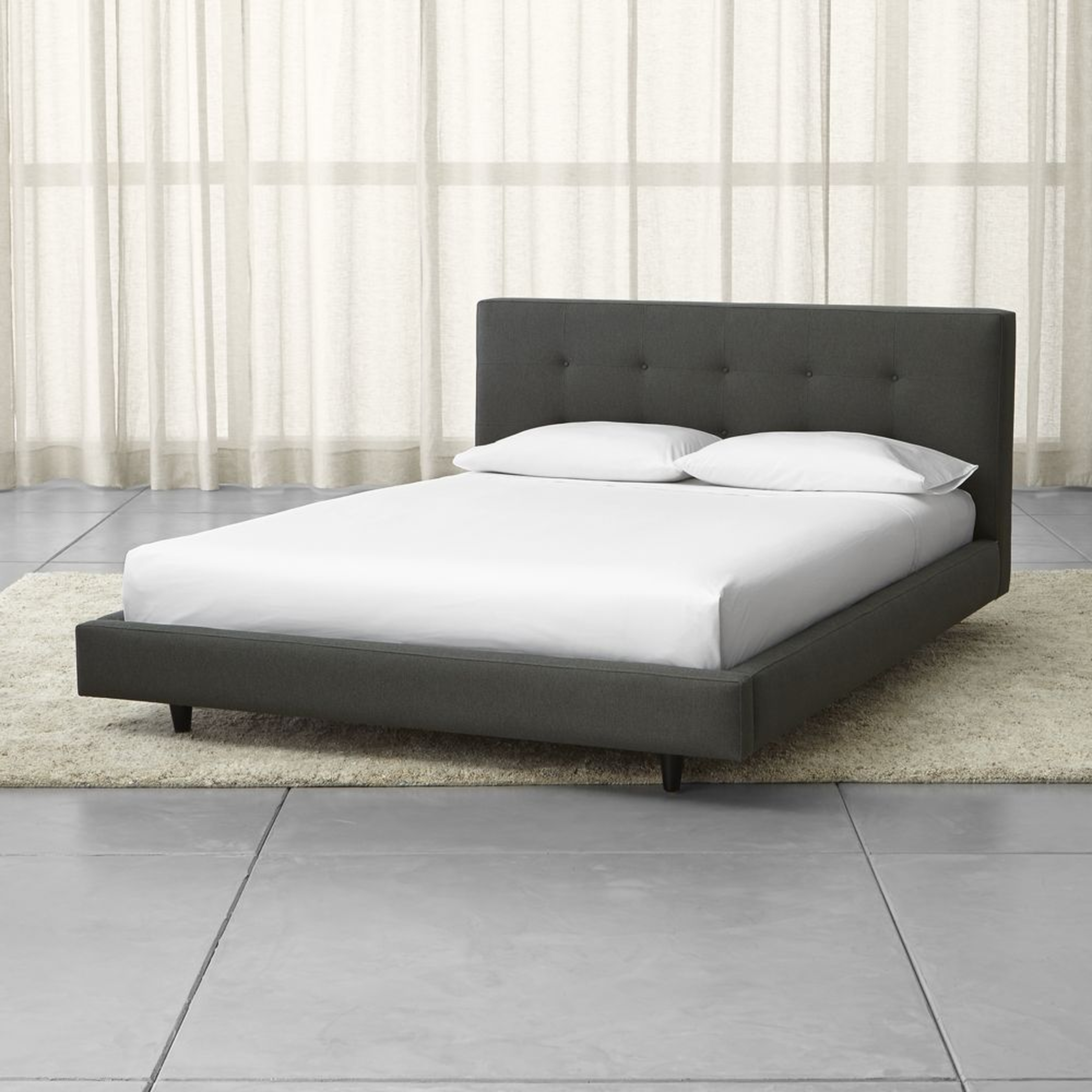 Tate Queen Upholstered Bed 38" - Winslow, Charcoal - Leg:Deco - Crate and Barrel