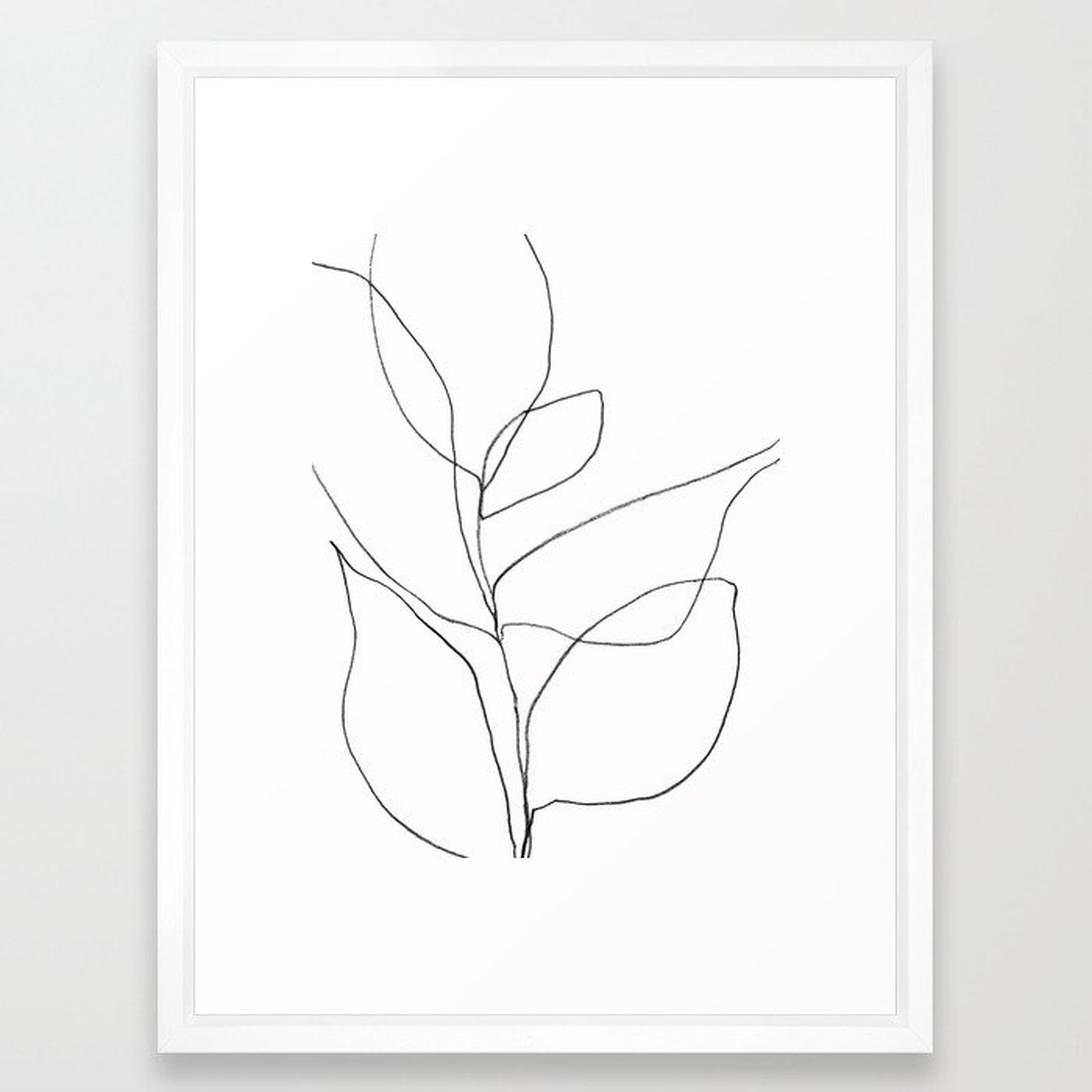 Minimalist Line Art Plant Drawing Framed Art Print // 20x26 // Vector White frame - Society6