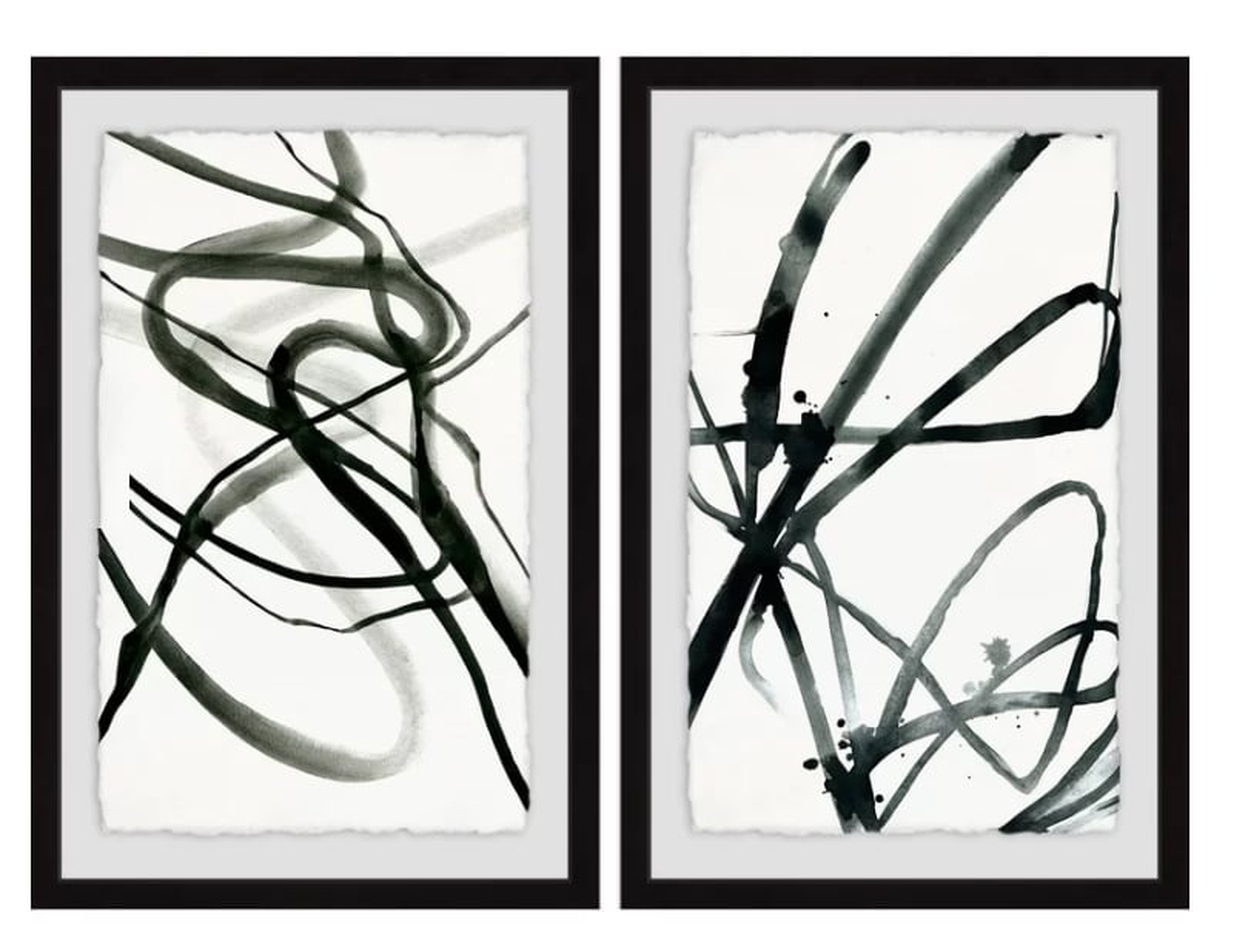 'Toxic Lines Diptych' - 2 Piece Picture Frame Print Set on Paper, Black/White - AllModern