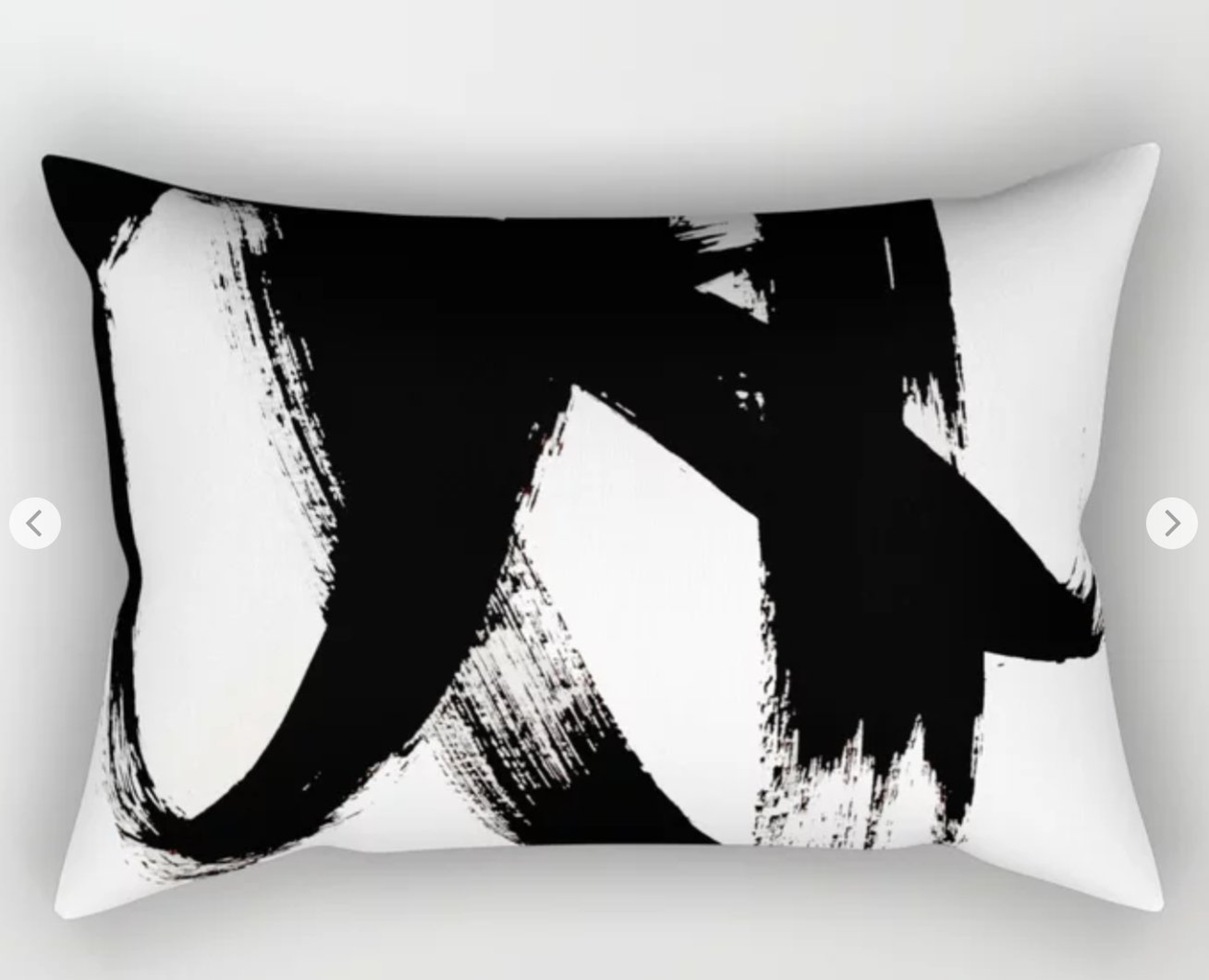Brushstroke 2 - simple black and white Rectangular Pillow - 20 x 14 - Society6