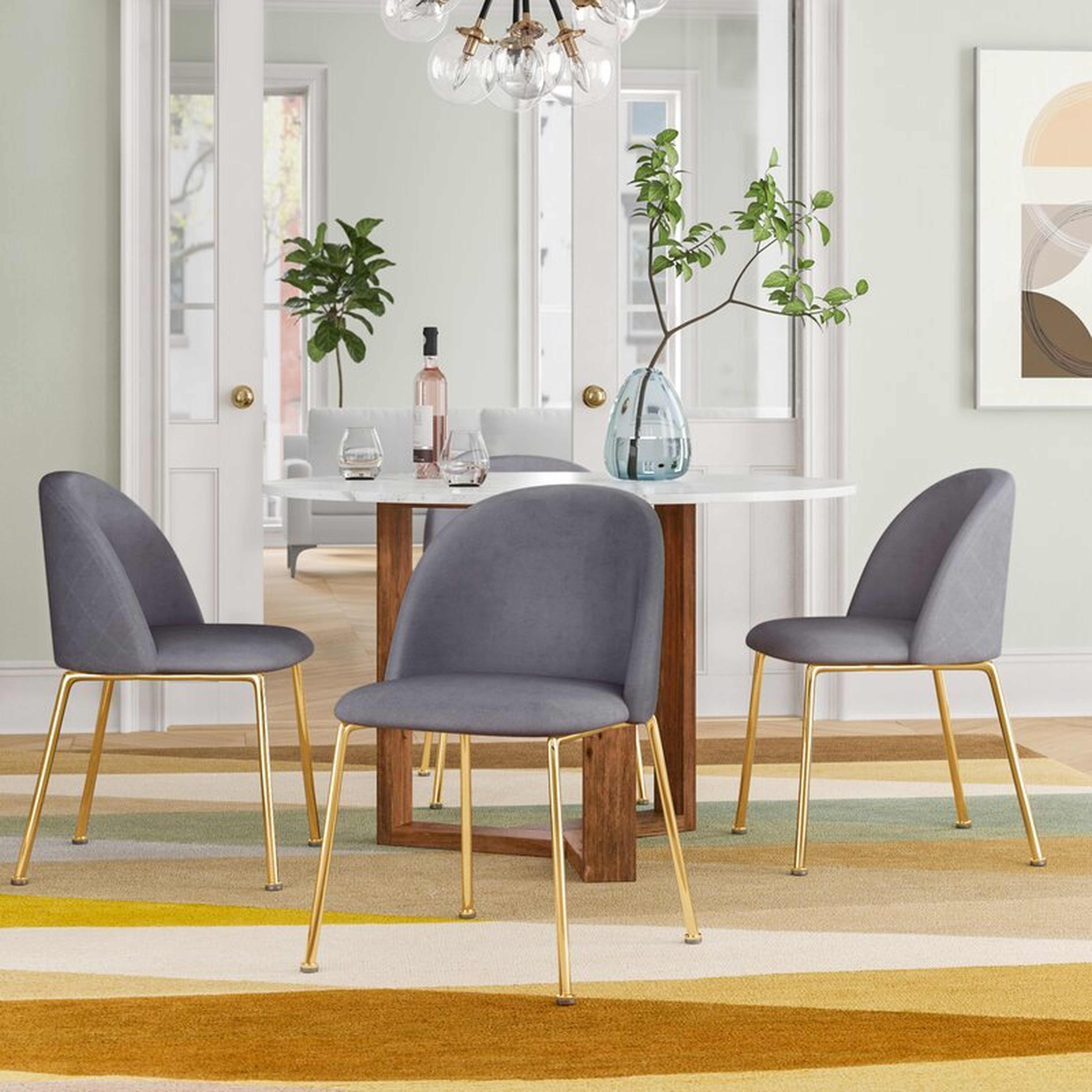 Gray Deeter Velvet Upholstered Side Chair (Set of 2) - Wayfair