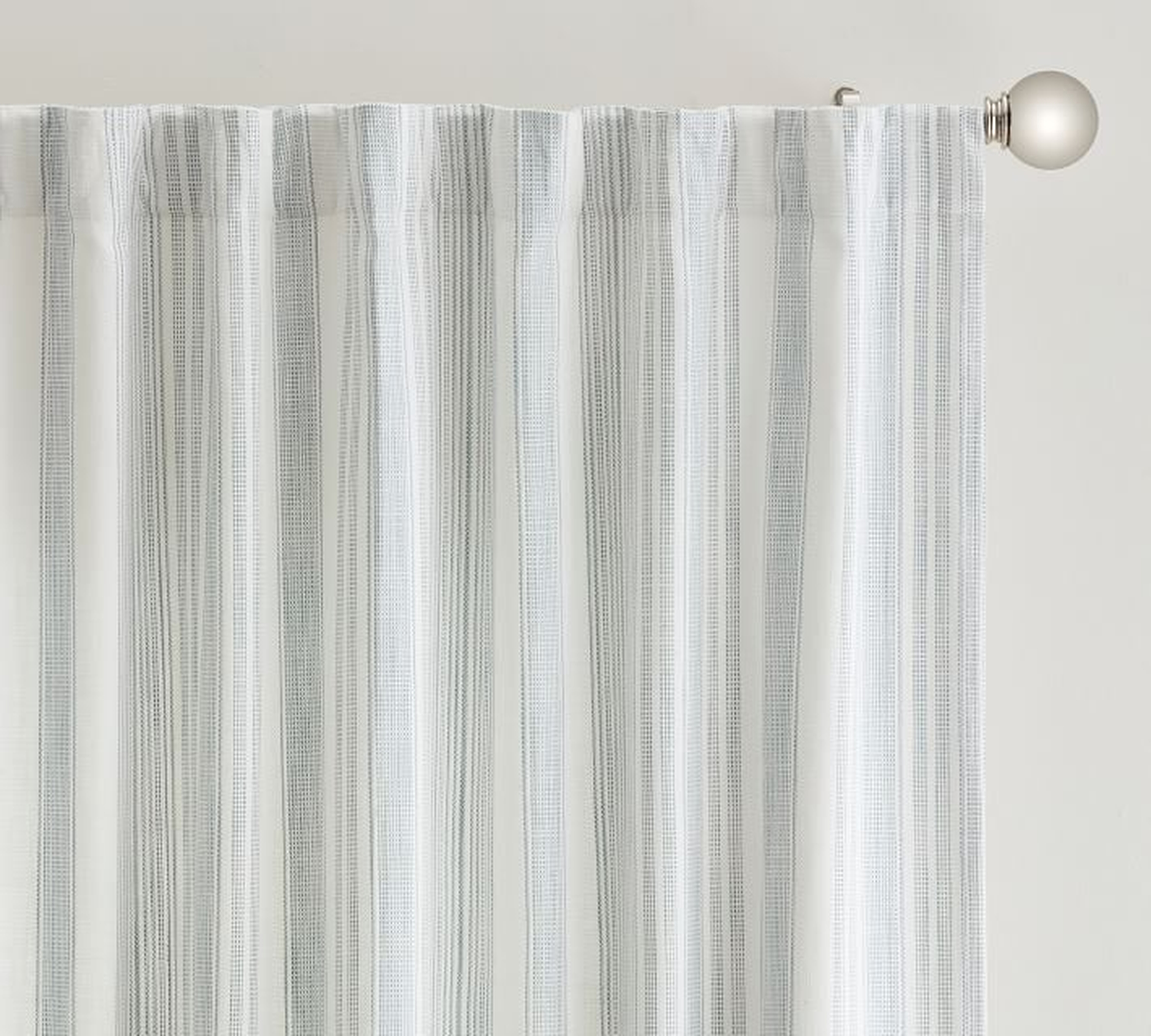 Hawthorn Striped Cotton Rod Pocket Curtain, 50 x 96", Blue - Pottery Barn