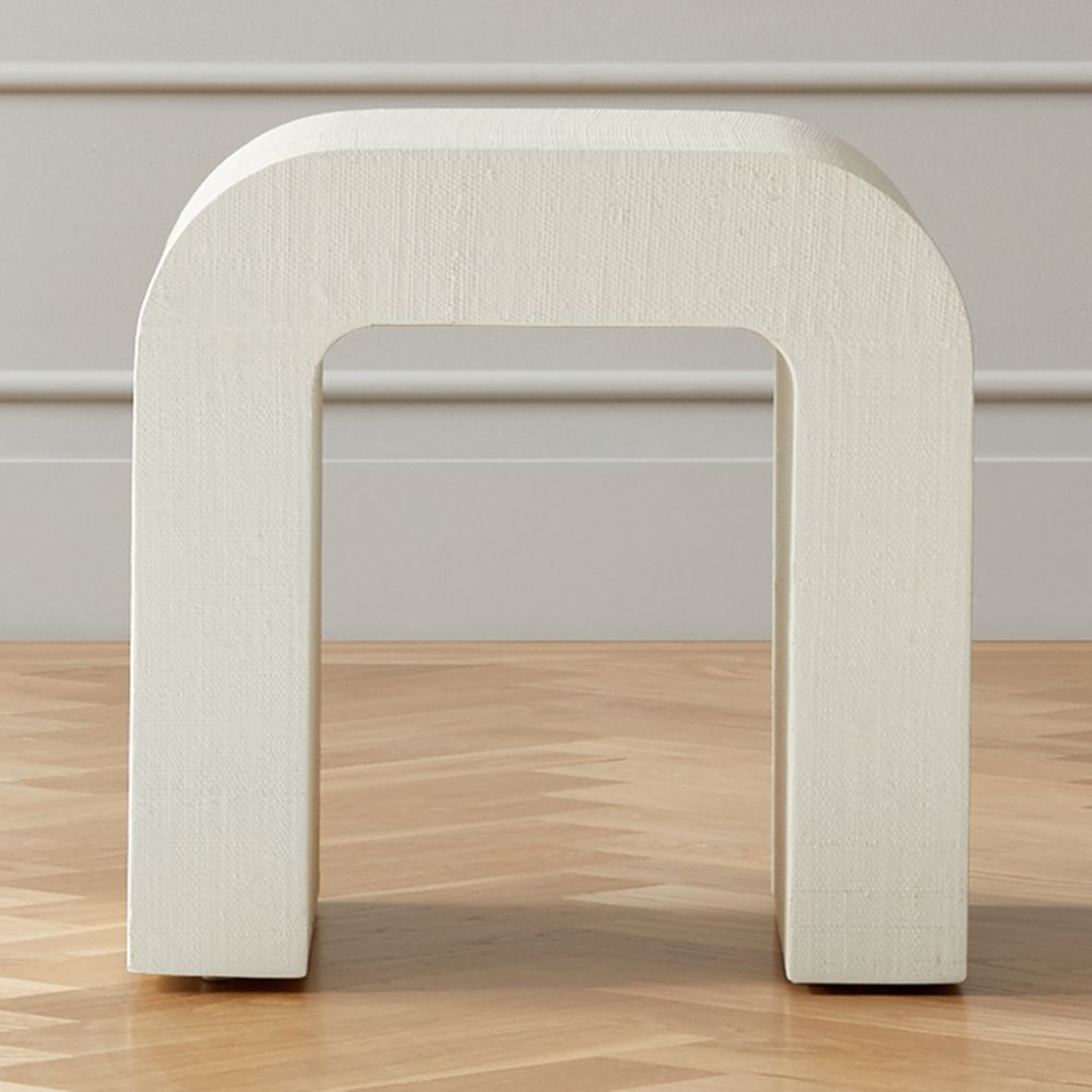 Horseshoe White Lacquered Linen Side Table - CB2