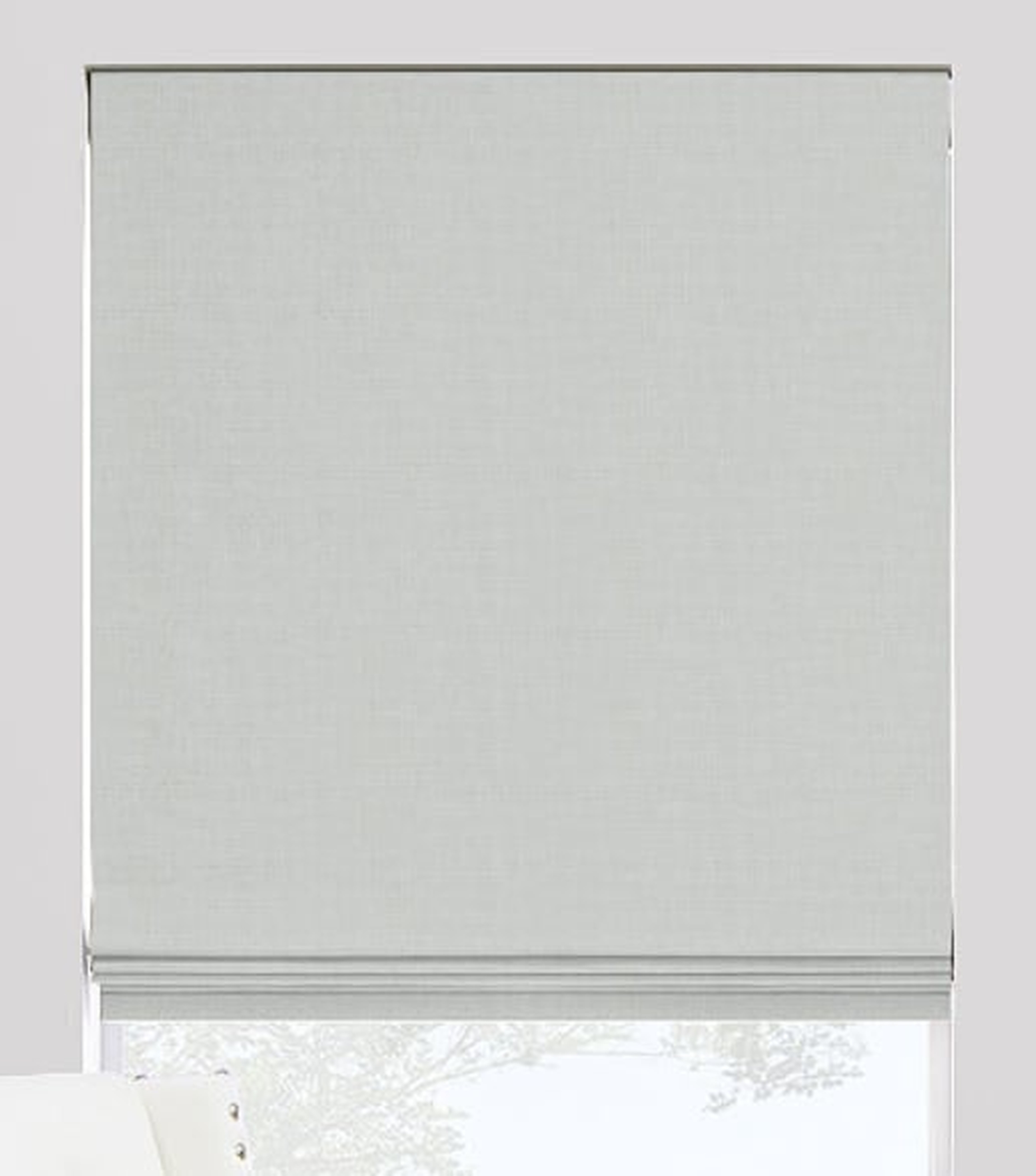 Custom Flat Roman Shade, Inside Mount, Linen - Ivory, Right Cord, Continuous Loop, Blackout Lining, 70"W x 47"L - The Shade Store