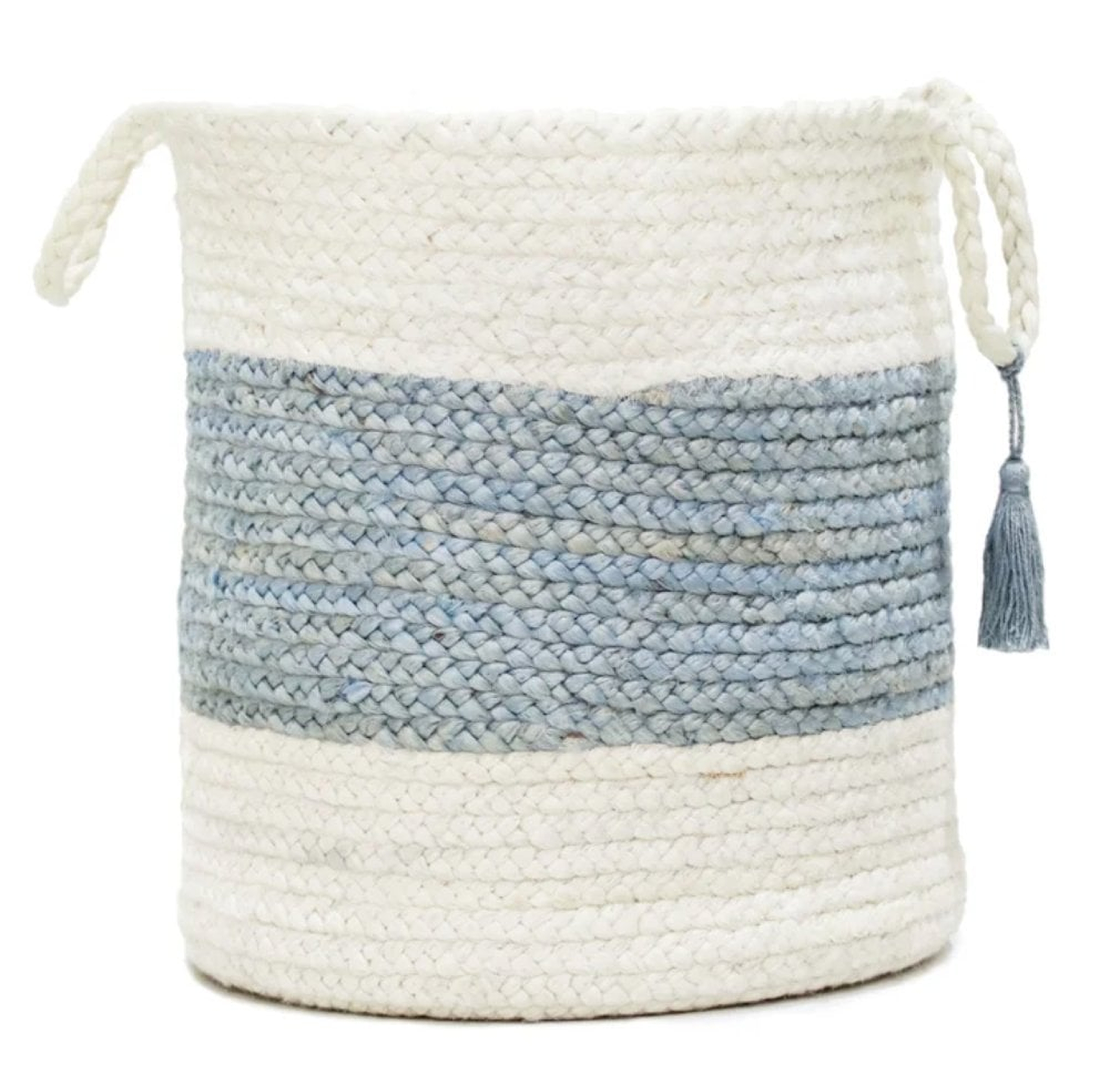Natural Jute Striped Braided Storage Basket - Wayfair