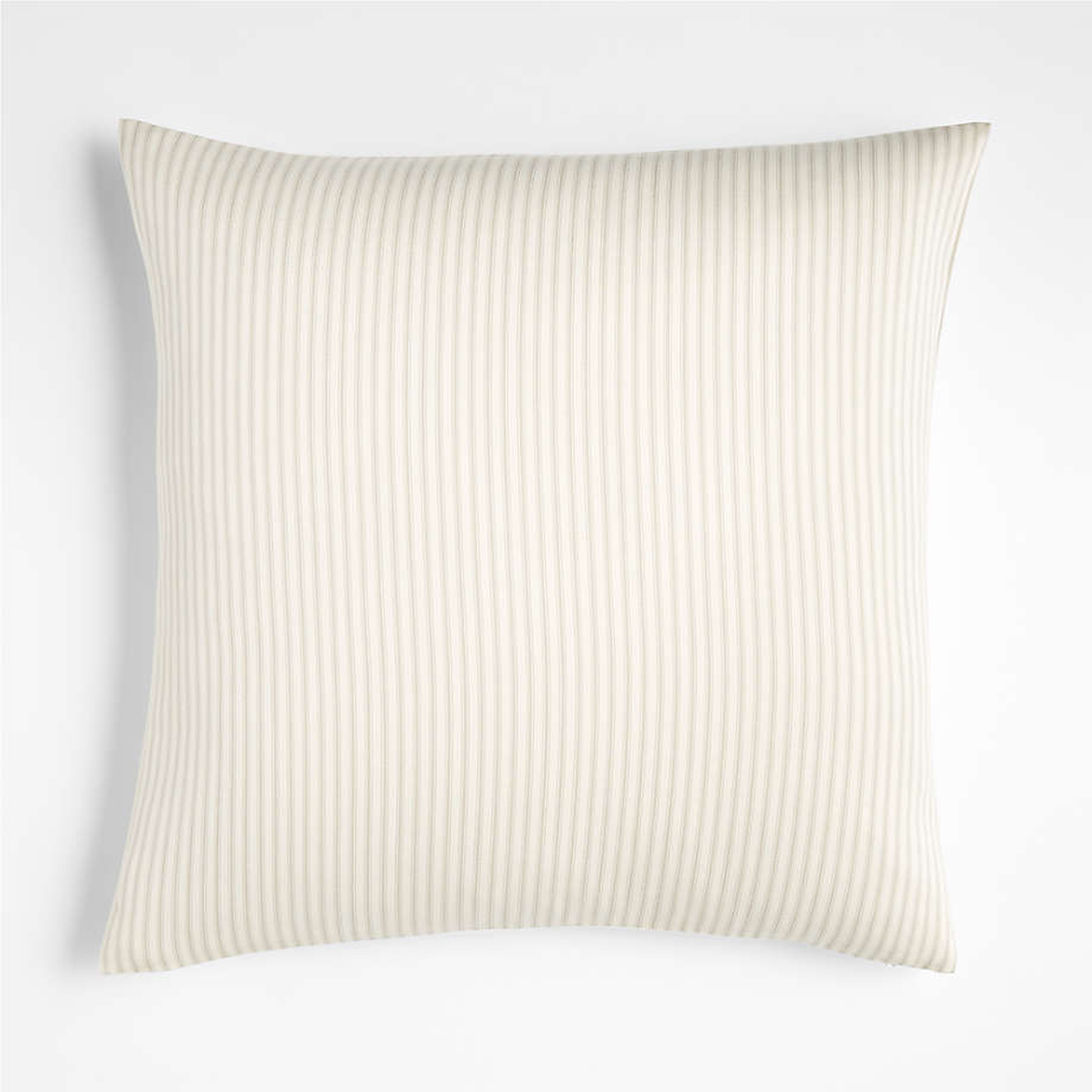 Channing 23" Beige Striped Pillow Cover with Feather-Down Insert - Crate and Barrel