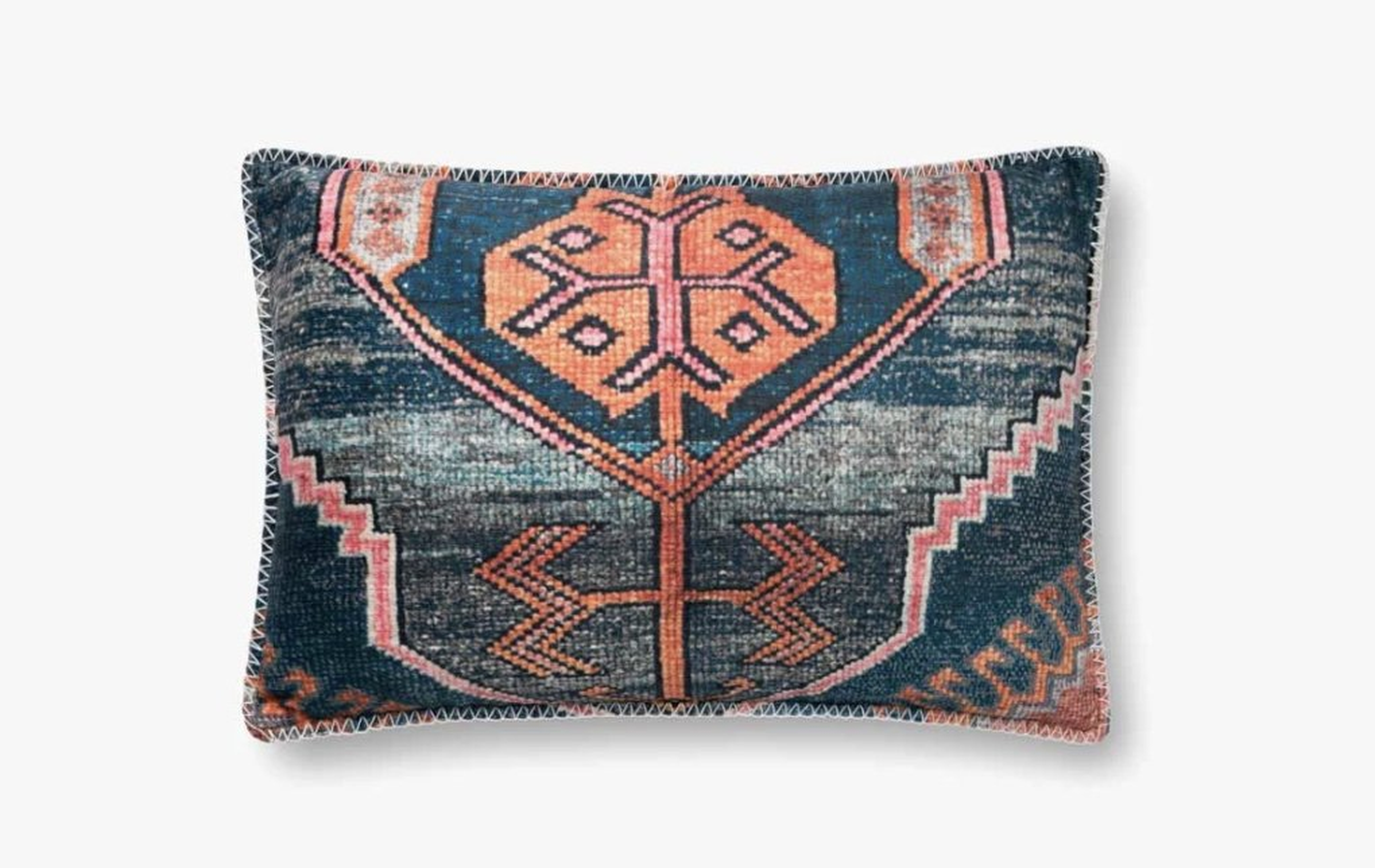 P0825 BLUE / MULTI PILLOW // 16x26 // cover only - Loloi Rugs