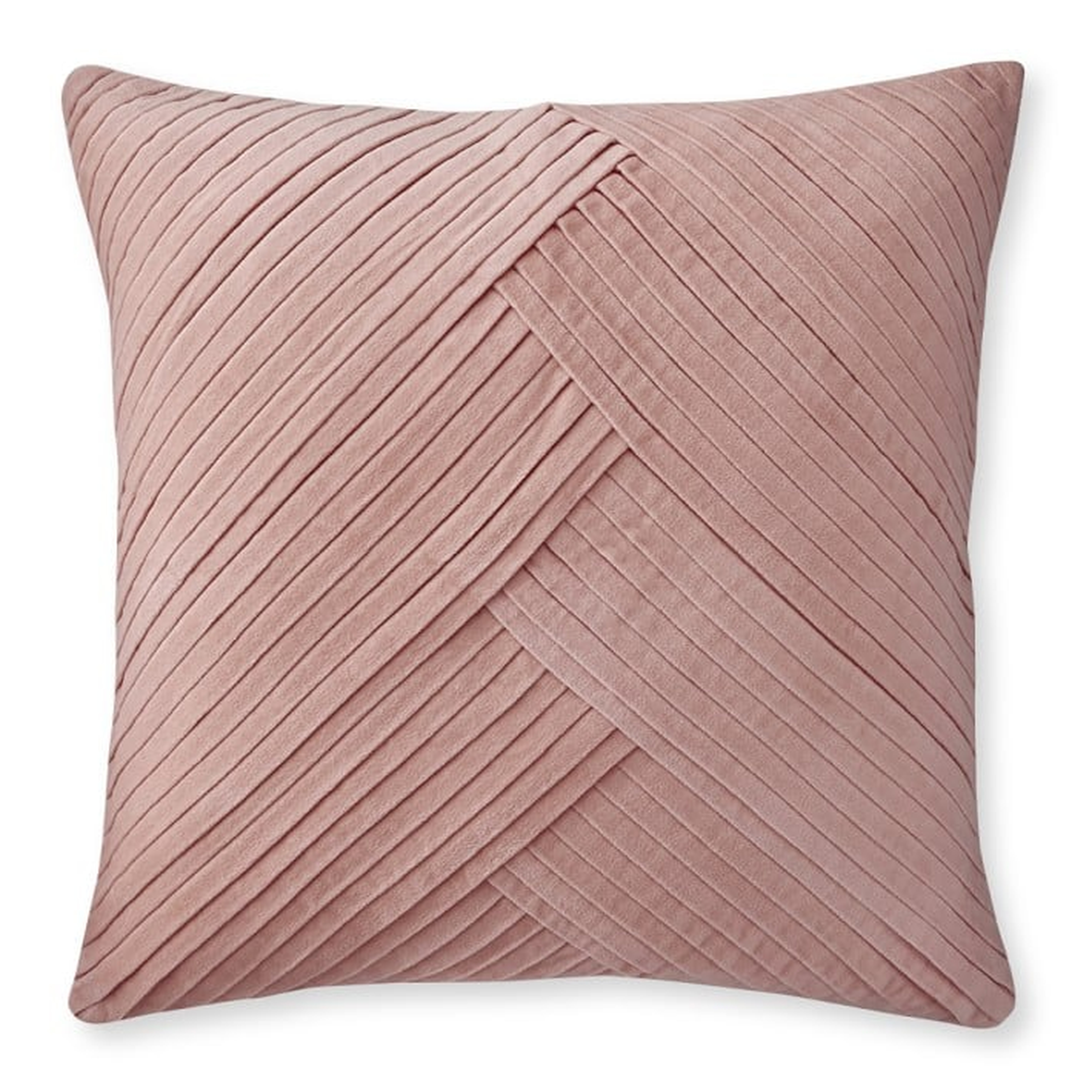 Pleated Velvet Pillow Cover, 22" X 22", Blush - Williams Sonoma