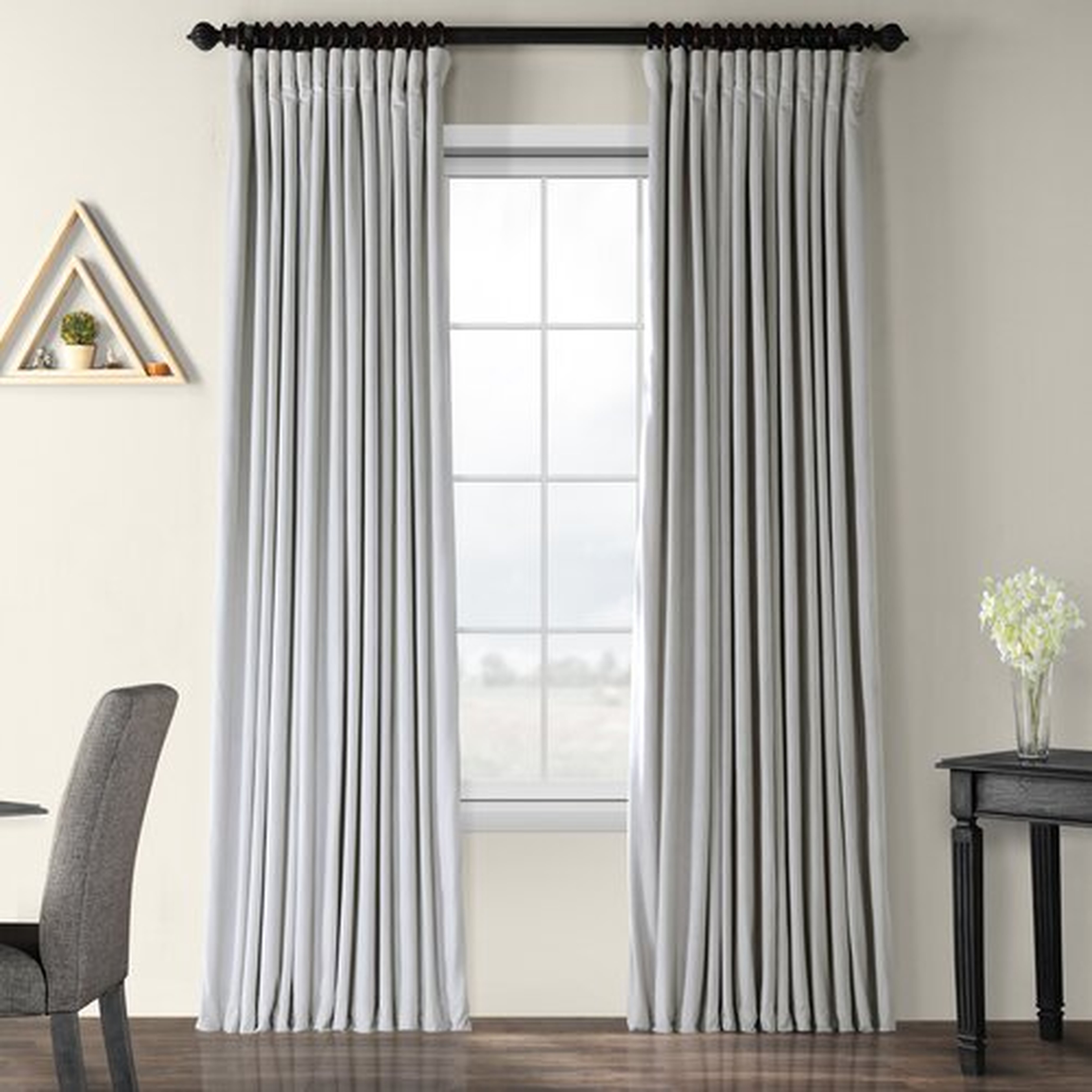 Albert Velvet Solid Blackout Thermal Rod Pocket Single Curtain Panel- Reflection Gray - Wayfair