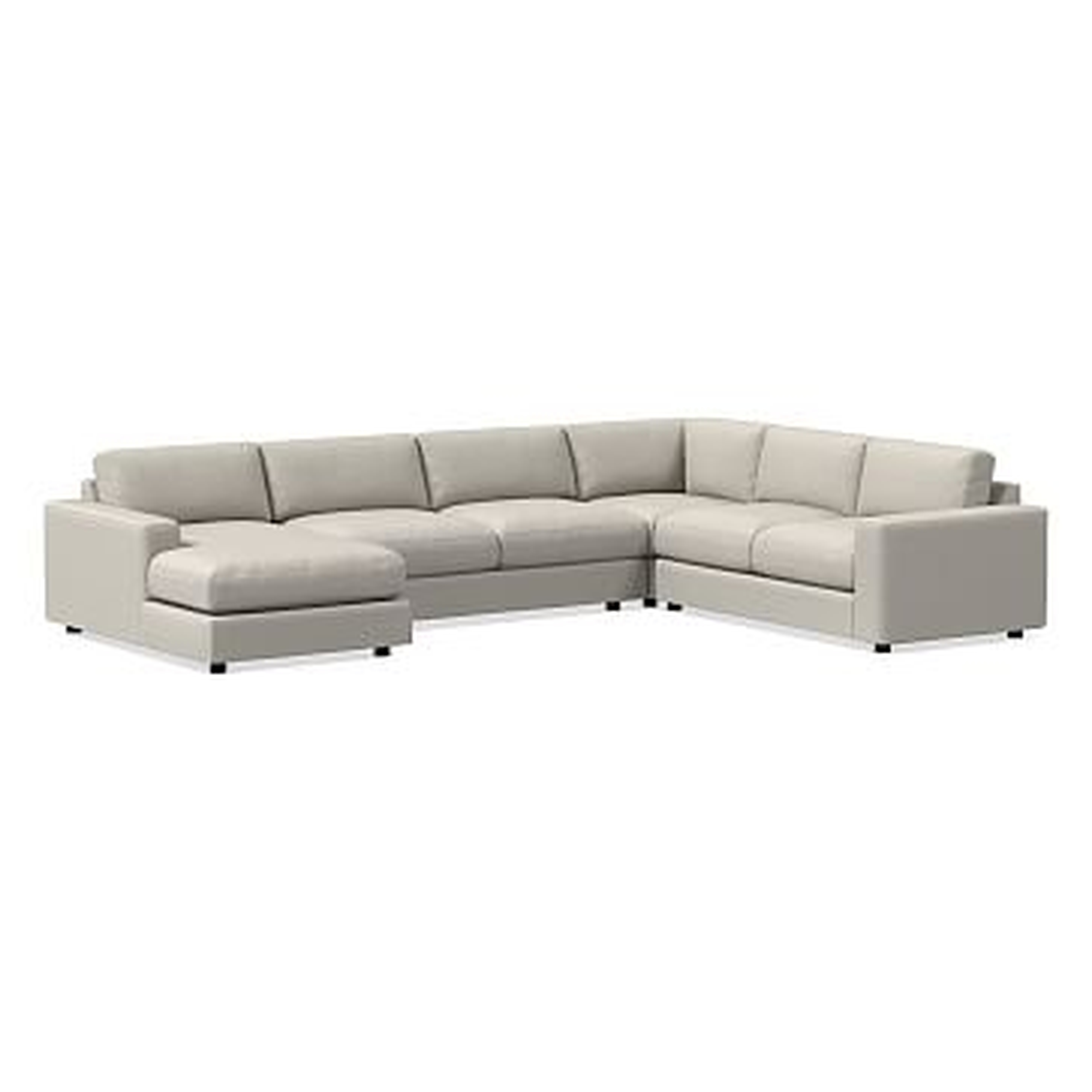 Urban Sectional Set 10: Right Arm 2 Seater Sofa, Corner, Armless 2 Seater, Left Arm Chaise, Poly, Performance Twill, Stone - West Elm