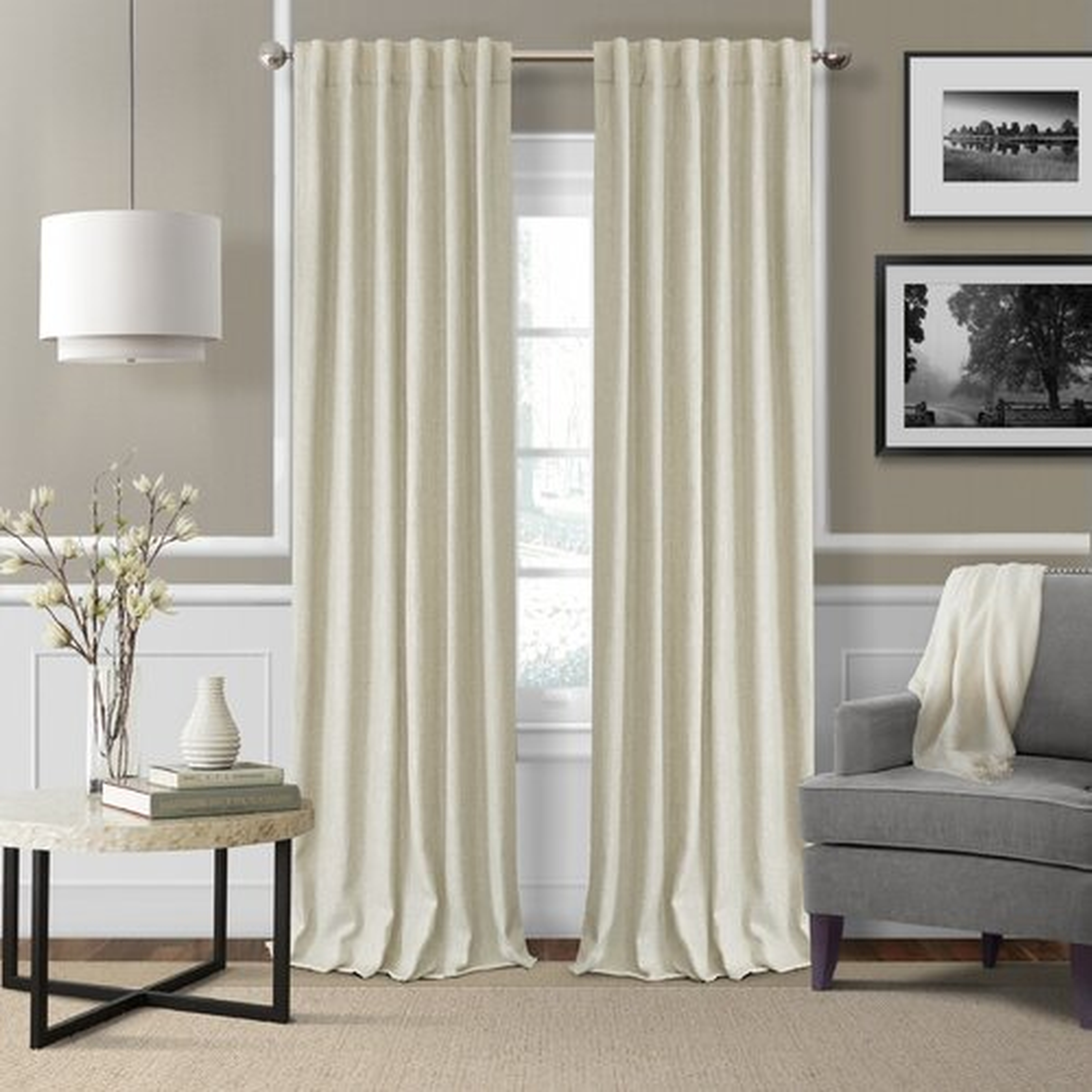 Aston Solid Room Darkening Thermal Rod Pocket Curtains Ivory 52" W x 95" L - Wayfair