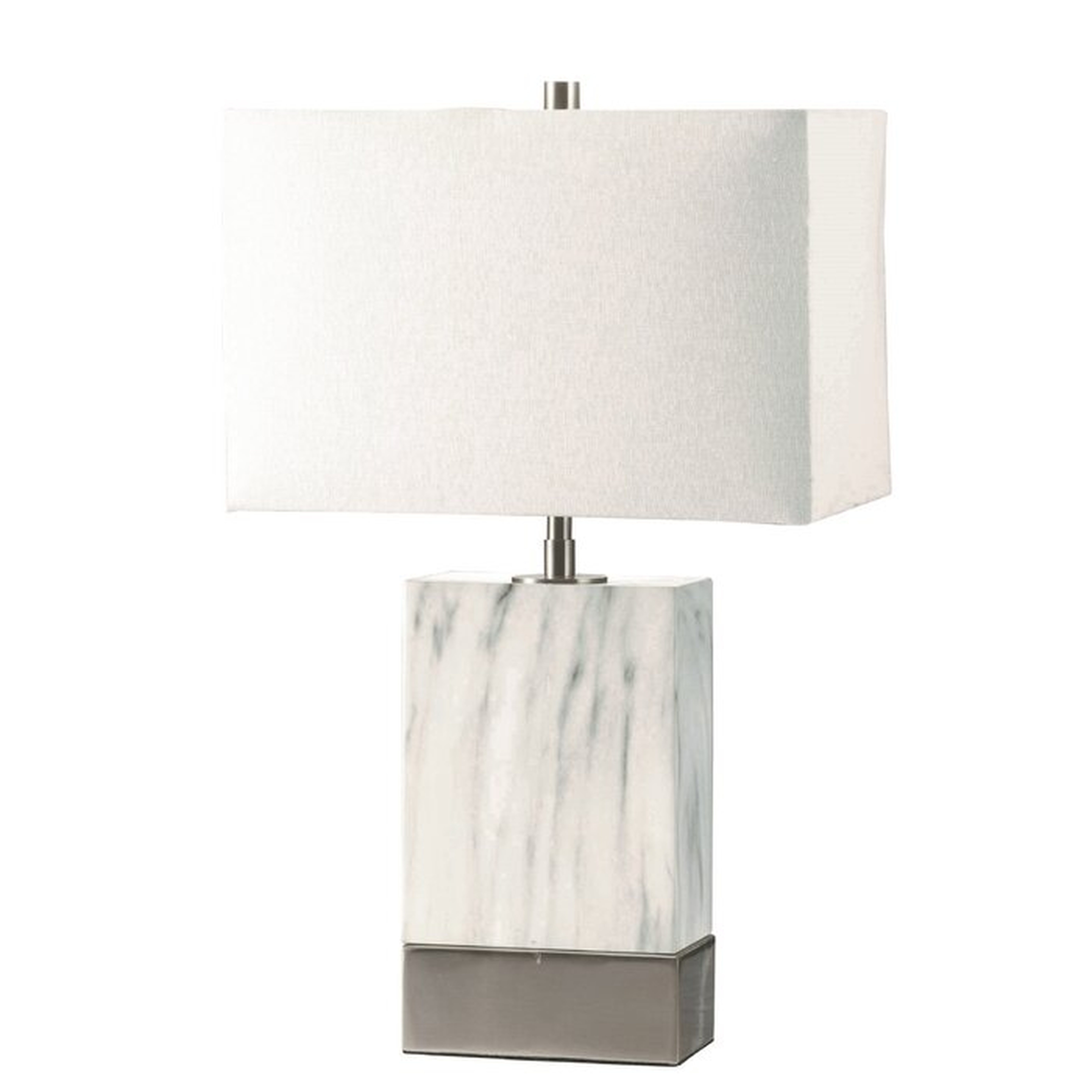 Schmidt Table Lamp in White and Brushed Steel - Wayfair