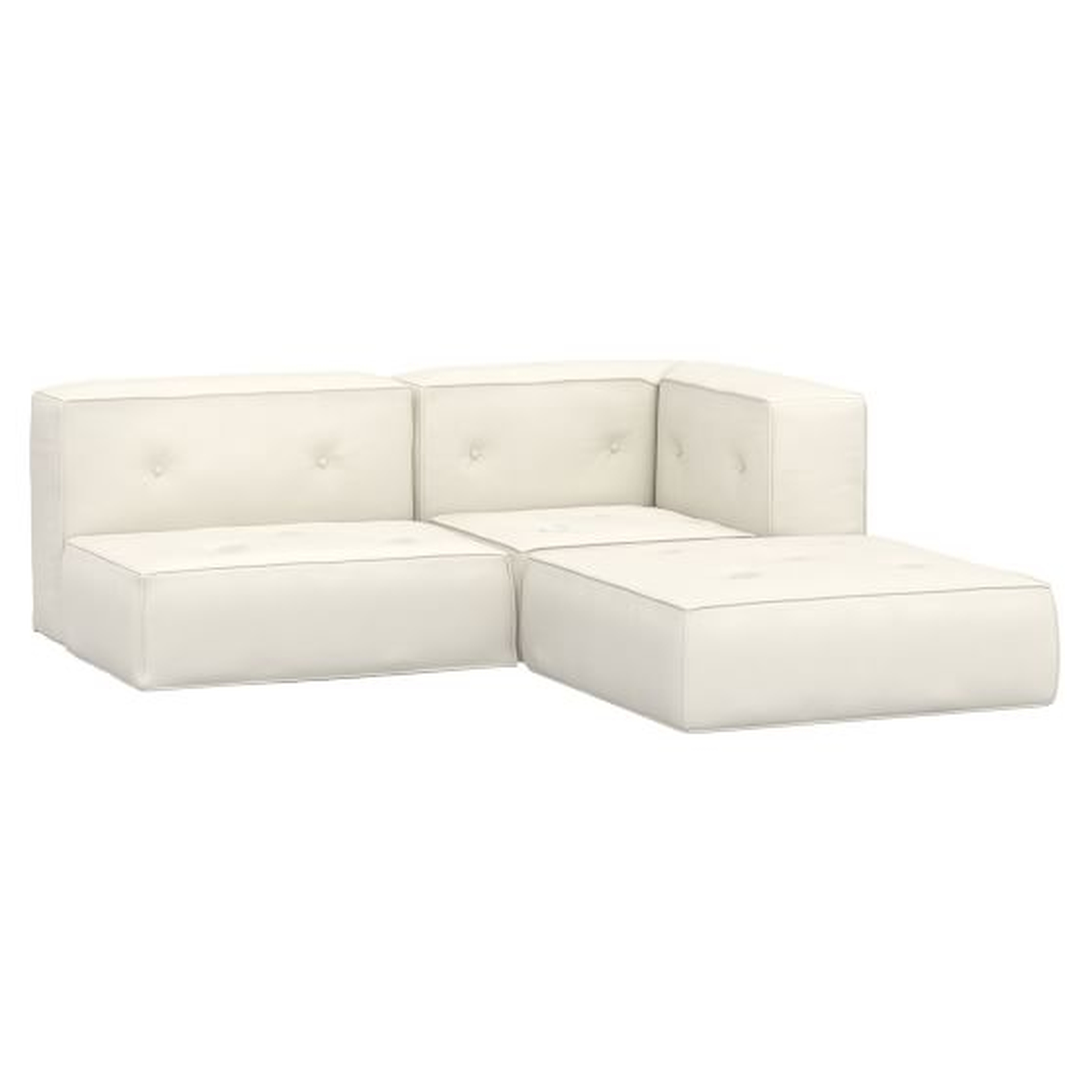 Cushy Piped Trim Sectional Set, Recycled Blend Chenille Washed Ivory, QS In-home - Pottery Barn Teen