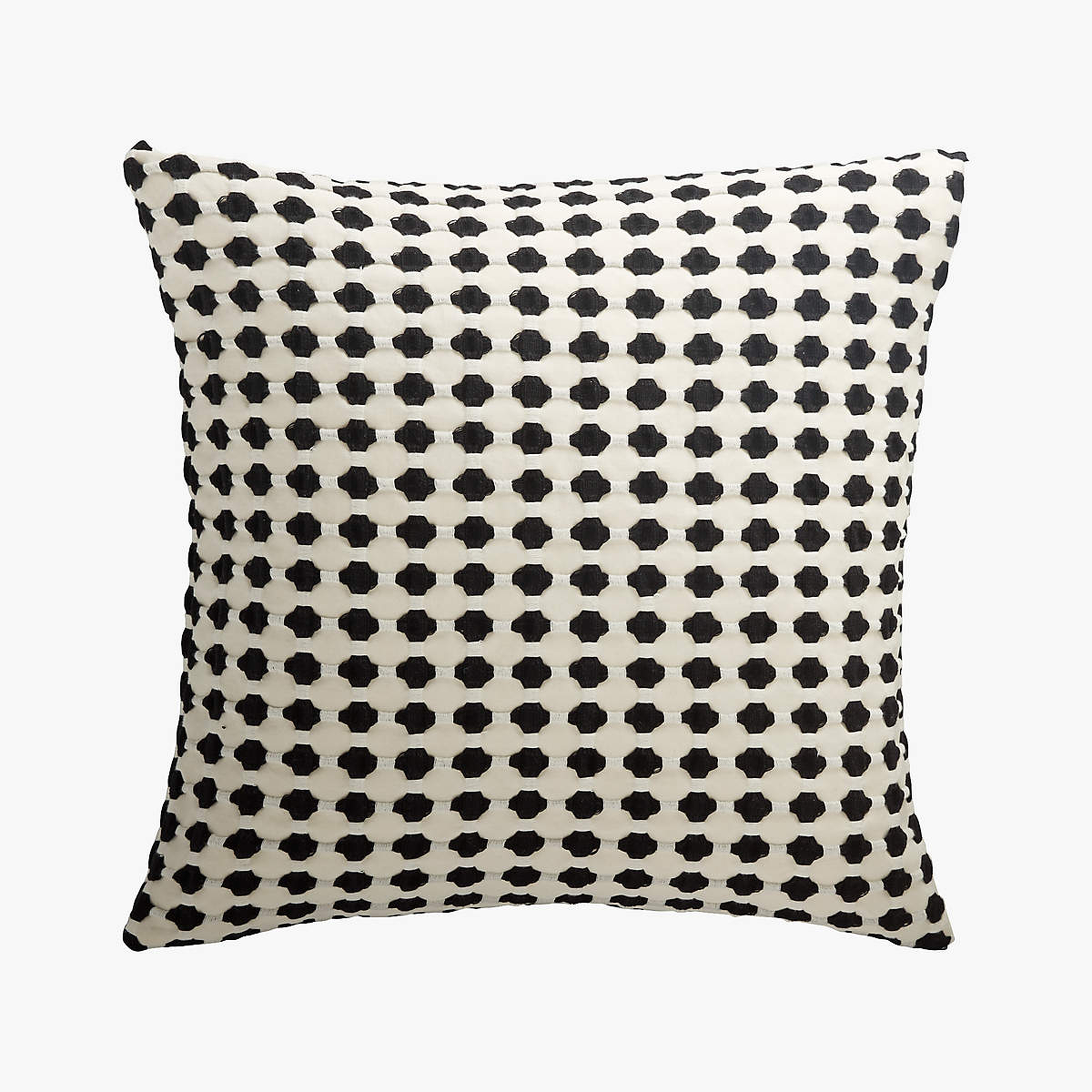 Estela Organic Cotton Black and White Throw Pillow with Feather-Down Insert 20" - CB2