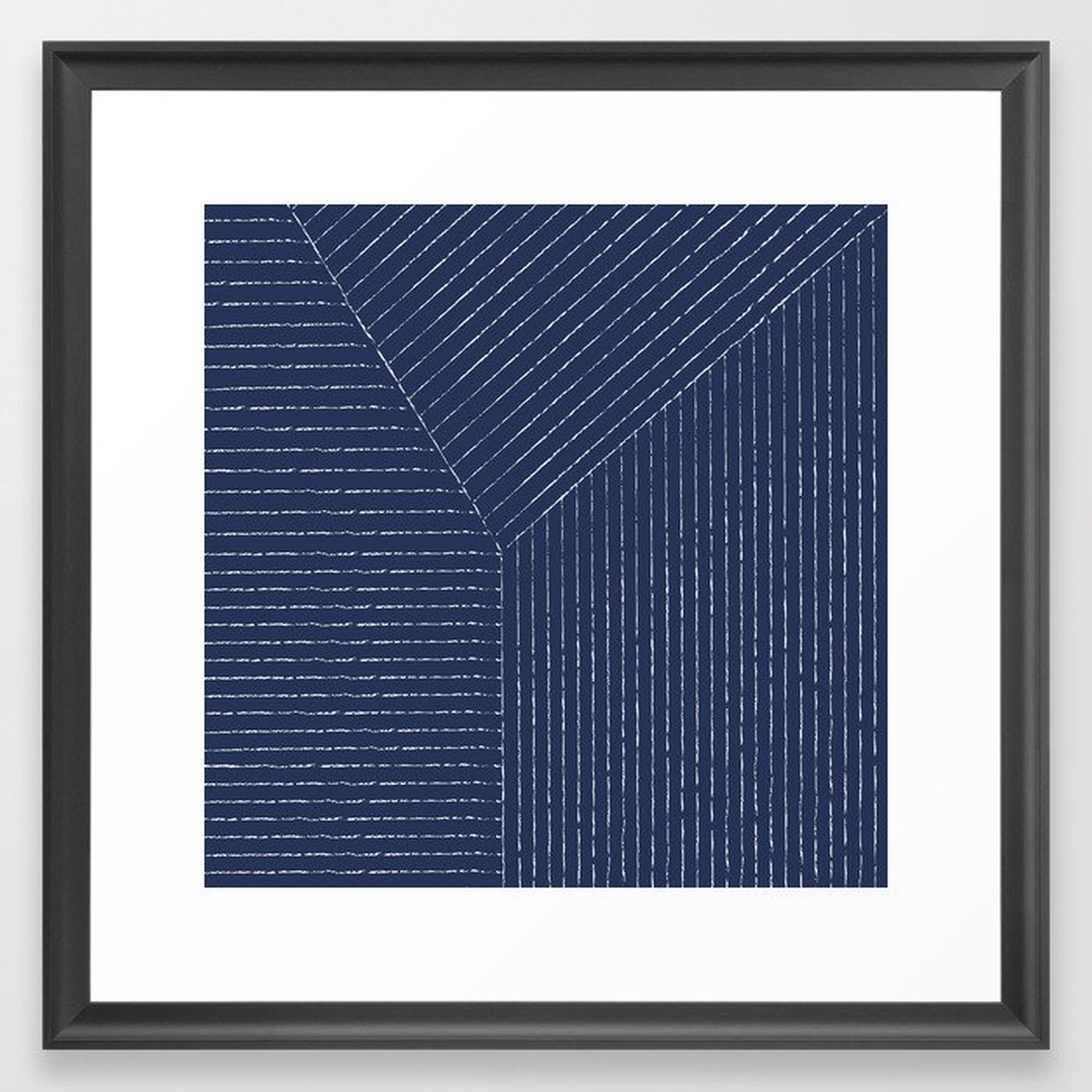 Lines / Navy Framed Art Print - Society6