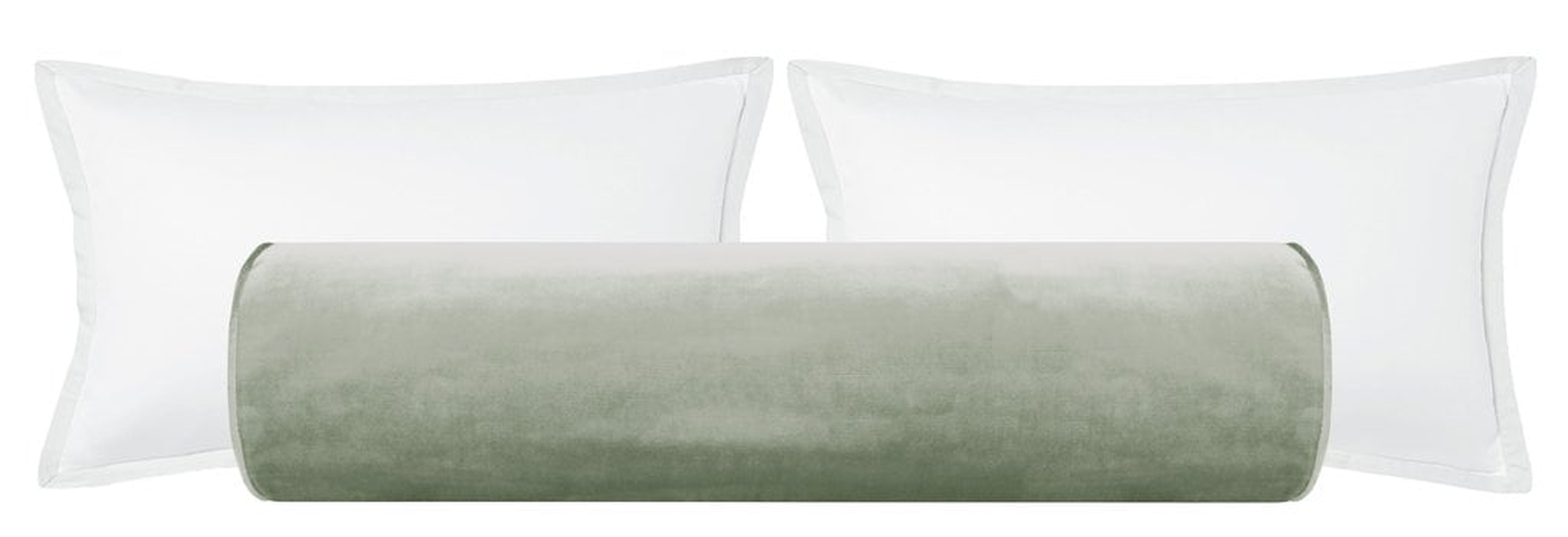 THE BOLSTER :: FAUX SILK VELVET // PISTACHIO - QUEEN // 9" X 36" - Little Design Company