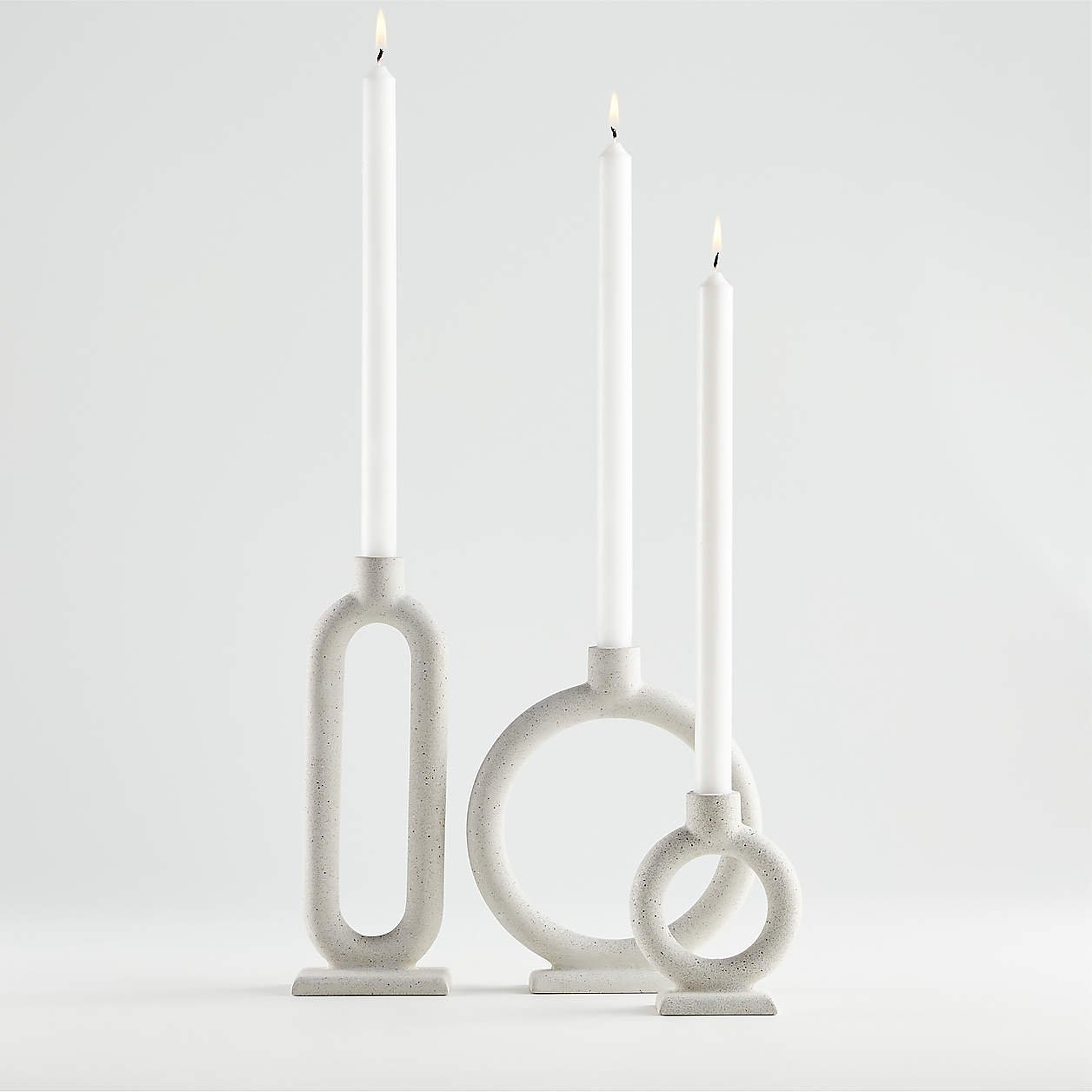 Lorin Cement Taper Candle Holders, Set of 3 - Crate and Barrel