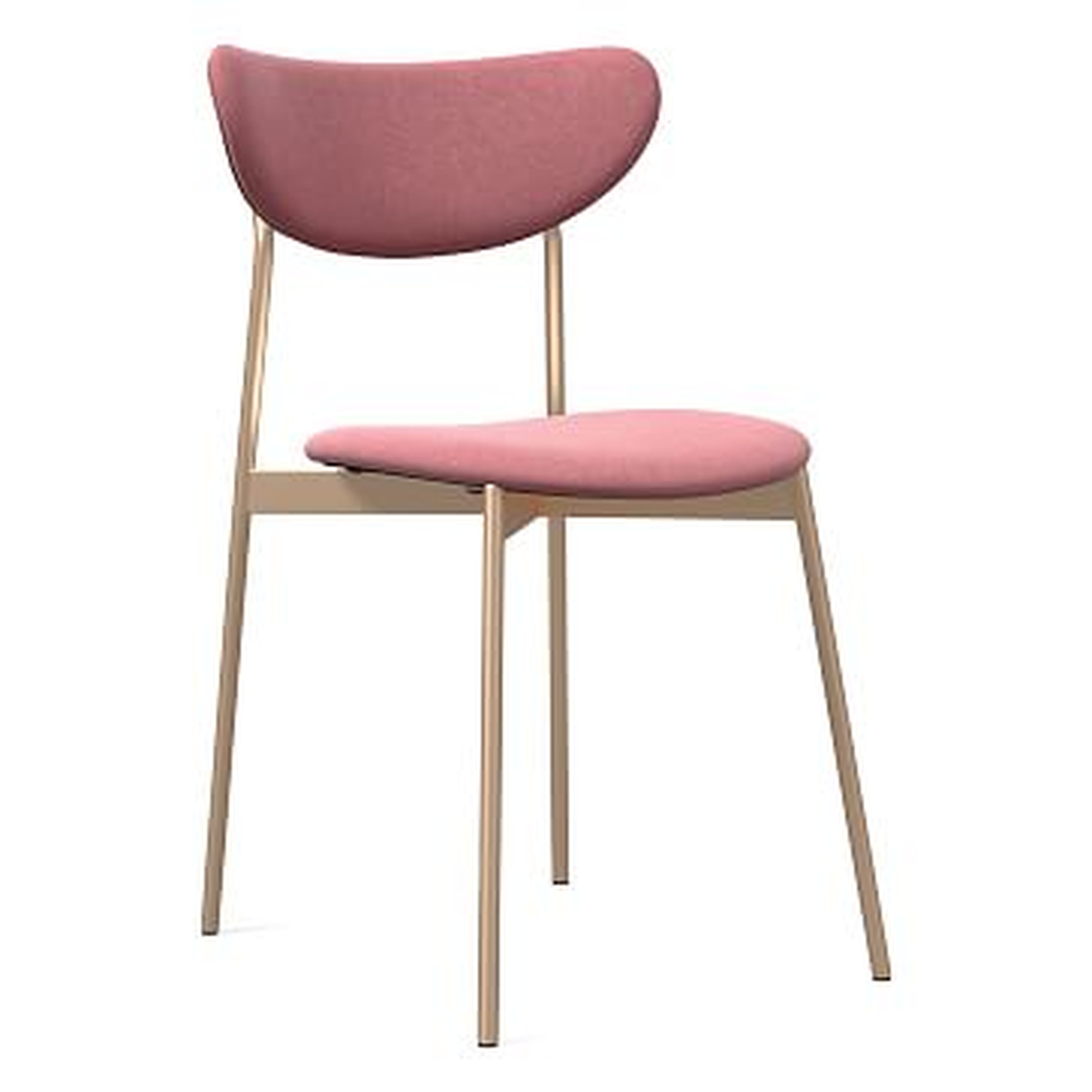 Modern Petal Fully Upholstered Dining Chair, Astor Velvet, Pink Grapefruit, Light Bronze - West Elm