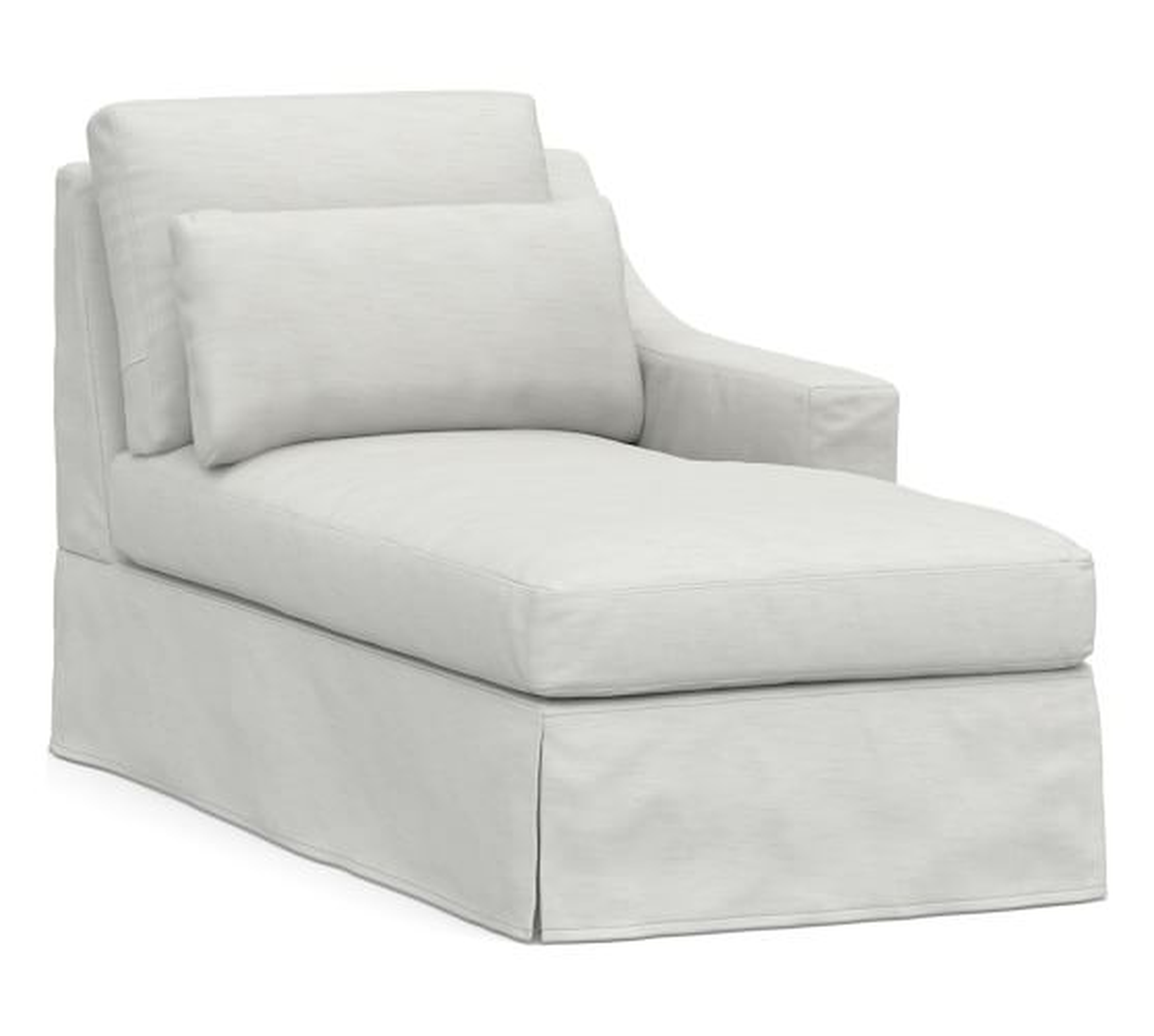 York Slope Arm Slipcovered Deep Seat Right-arm Chaise, Down Blend Wrapped Cushions, Performance Slub Cotton White - Pottery Barn