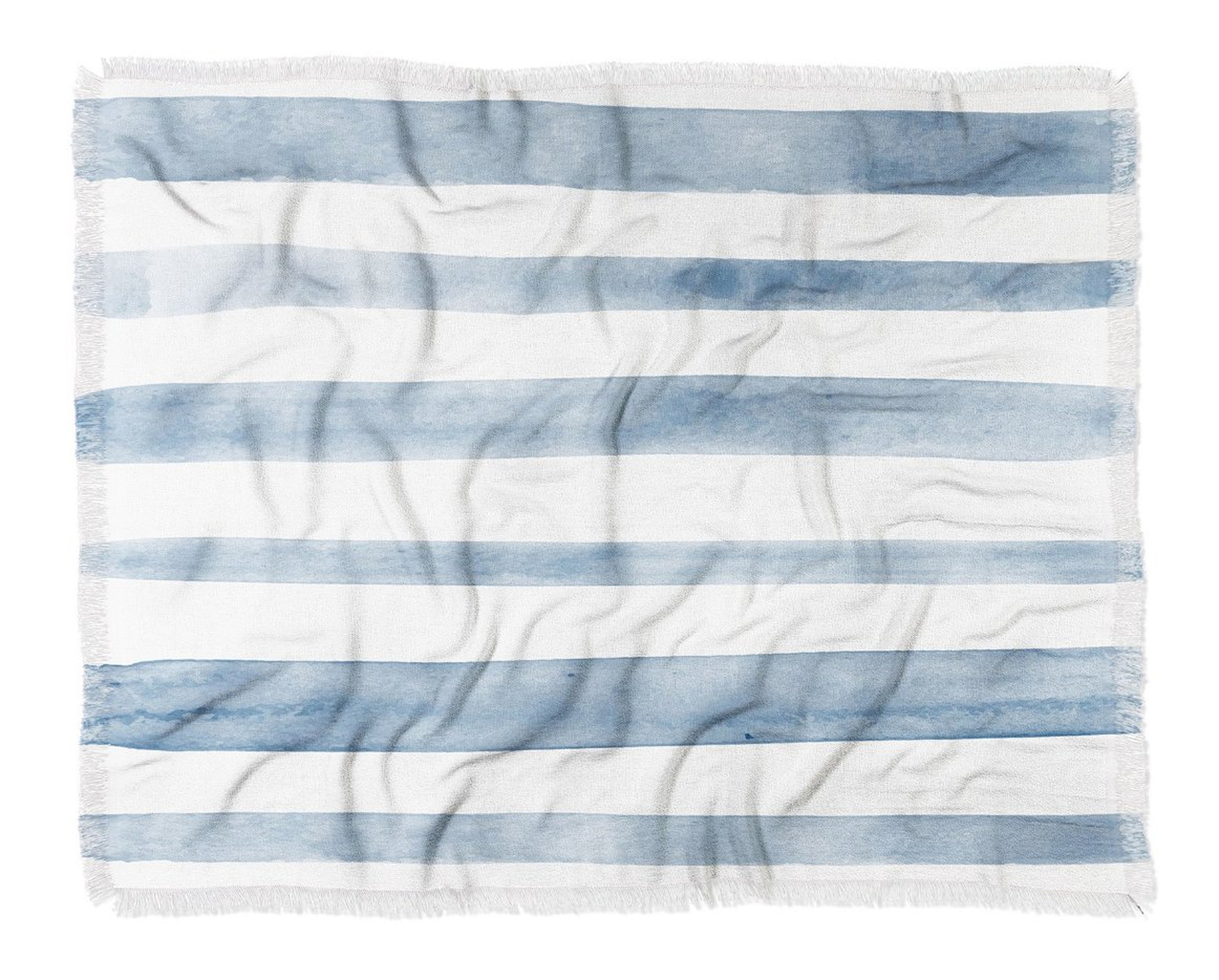 BLUE WATERCOLOR STRIPES Throw Blanket - Wander Print Co.