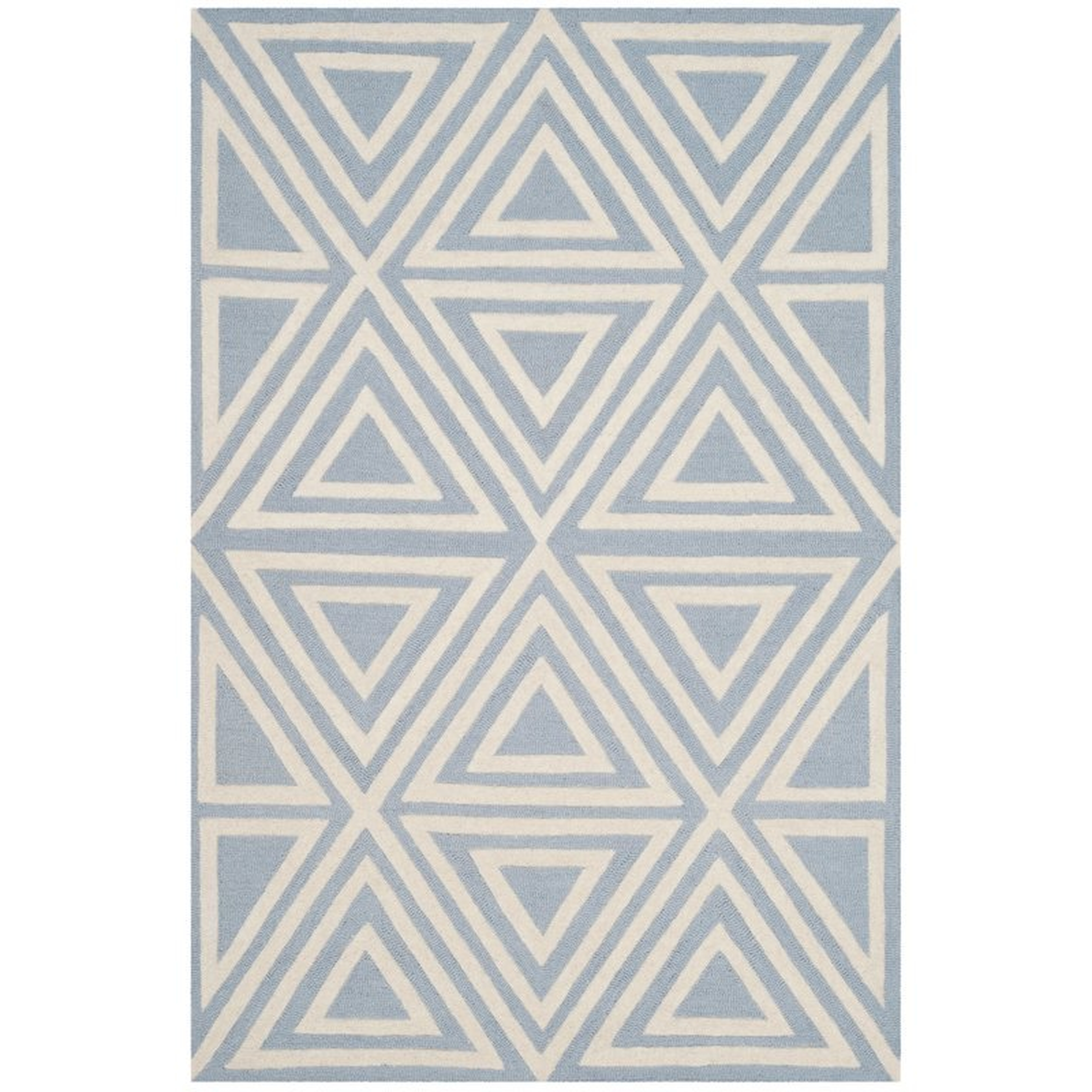 Brenner Hand-Tufted Wool Blue/White/Ivory Triangles Area Rug - Wayfair
