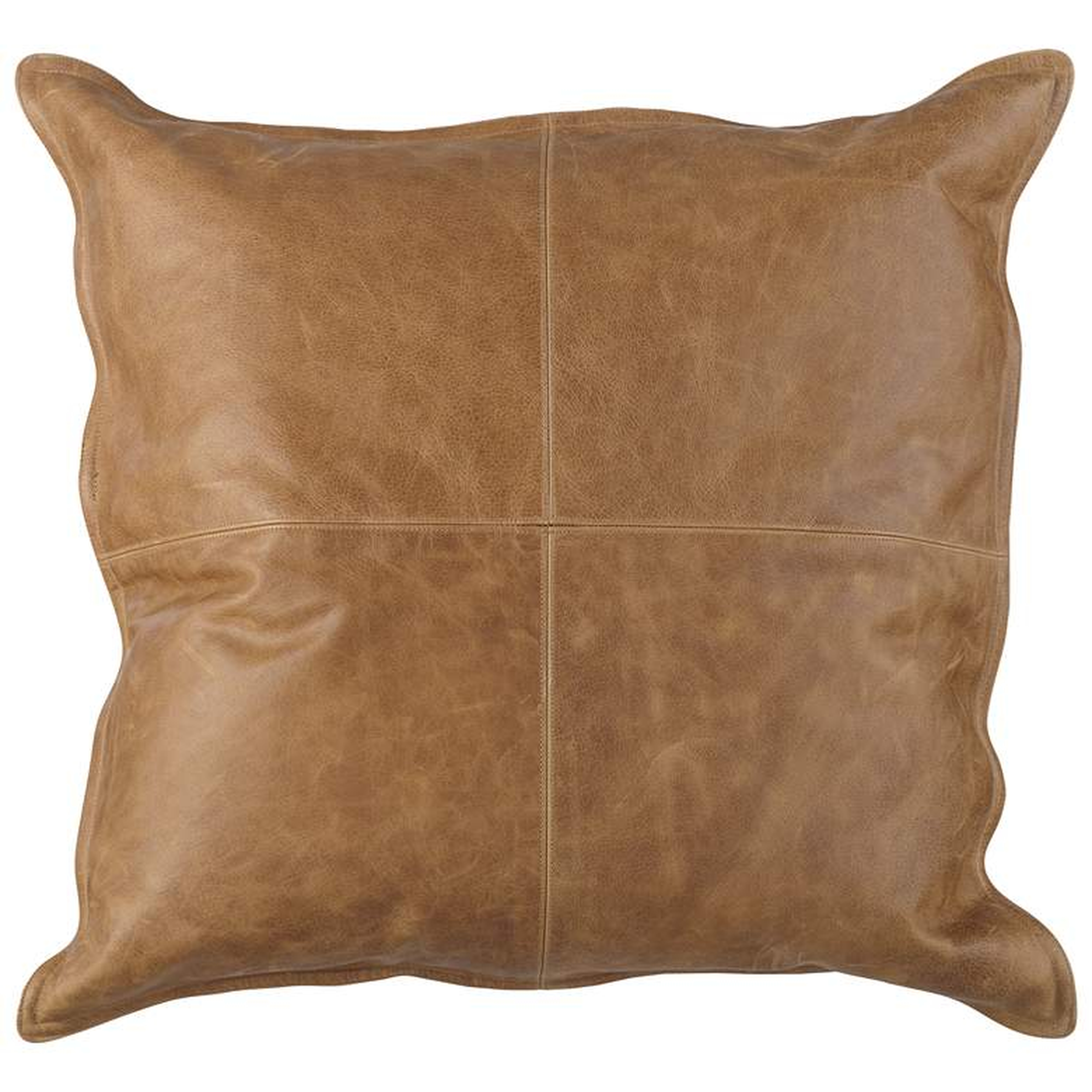 Leather 22" Square Throw Pillow - Lamps Plus