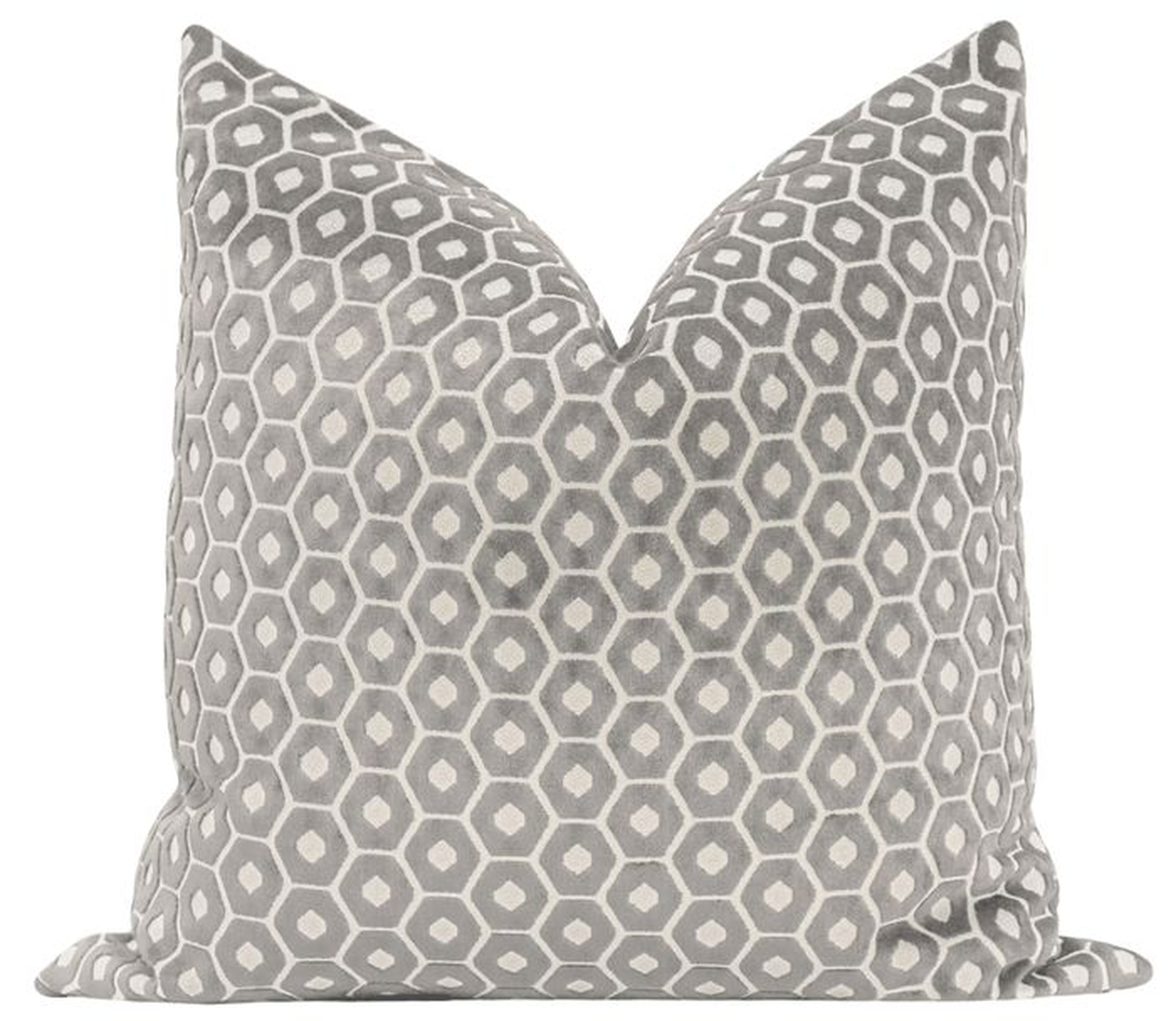 Paloma Cut Velvet Pillow Cover, Gray, 18" x 18" - Little Design Company