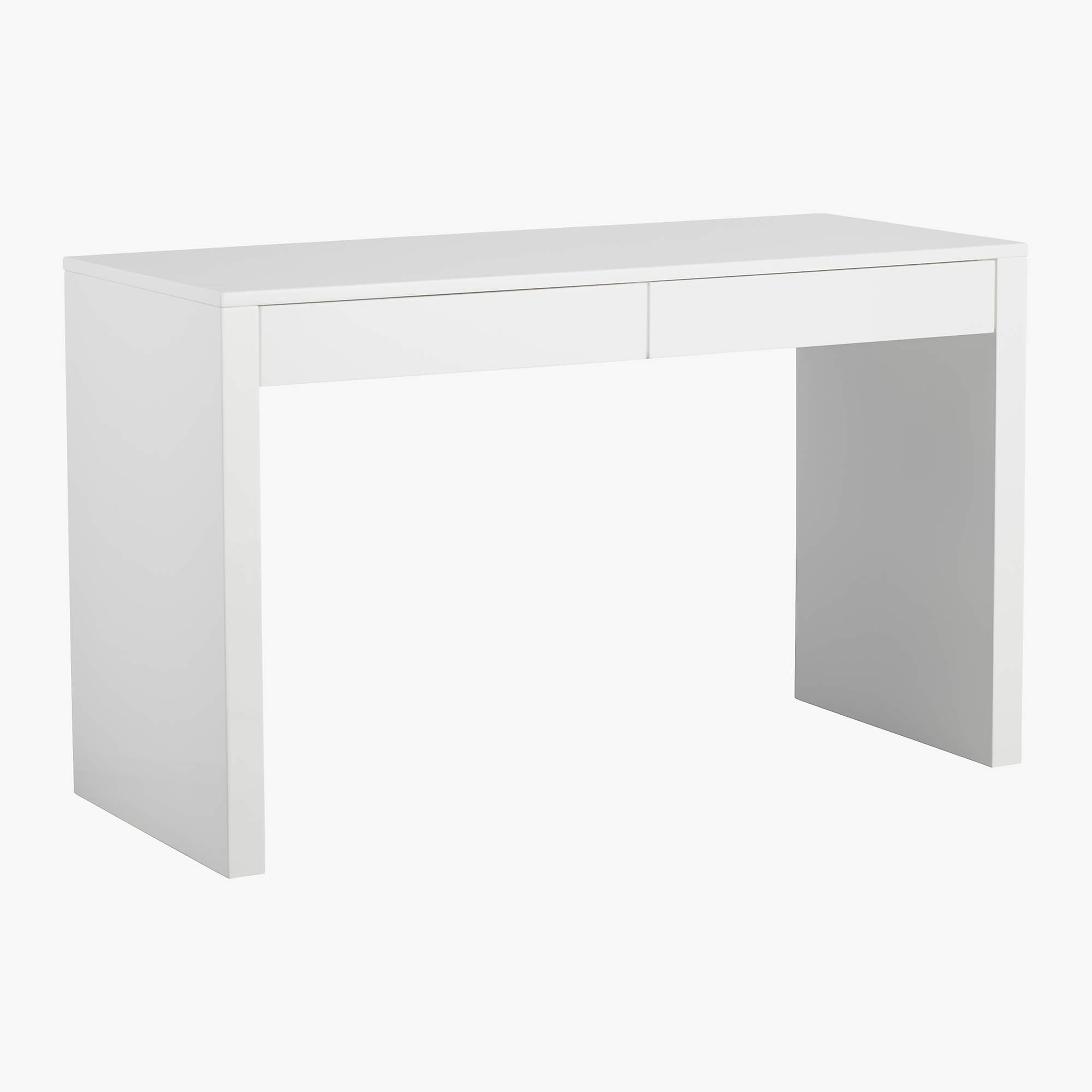 Runway 2-Drawer White Lacquered Wood Desk - CB2
