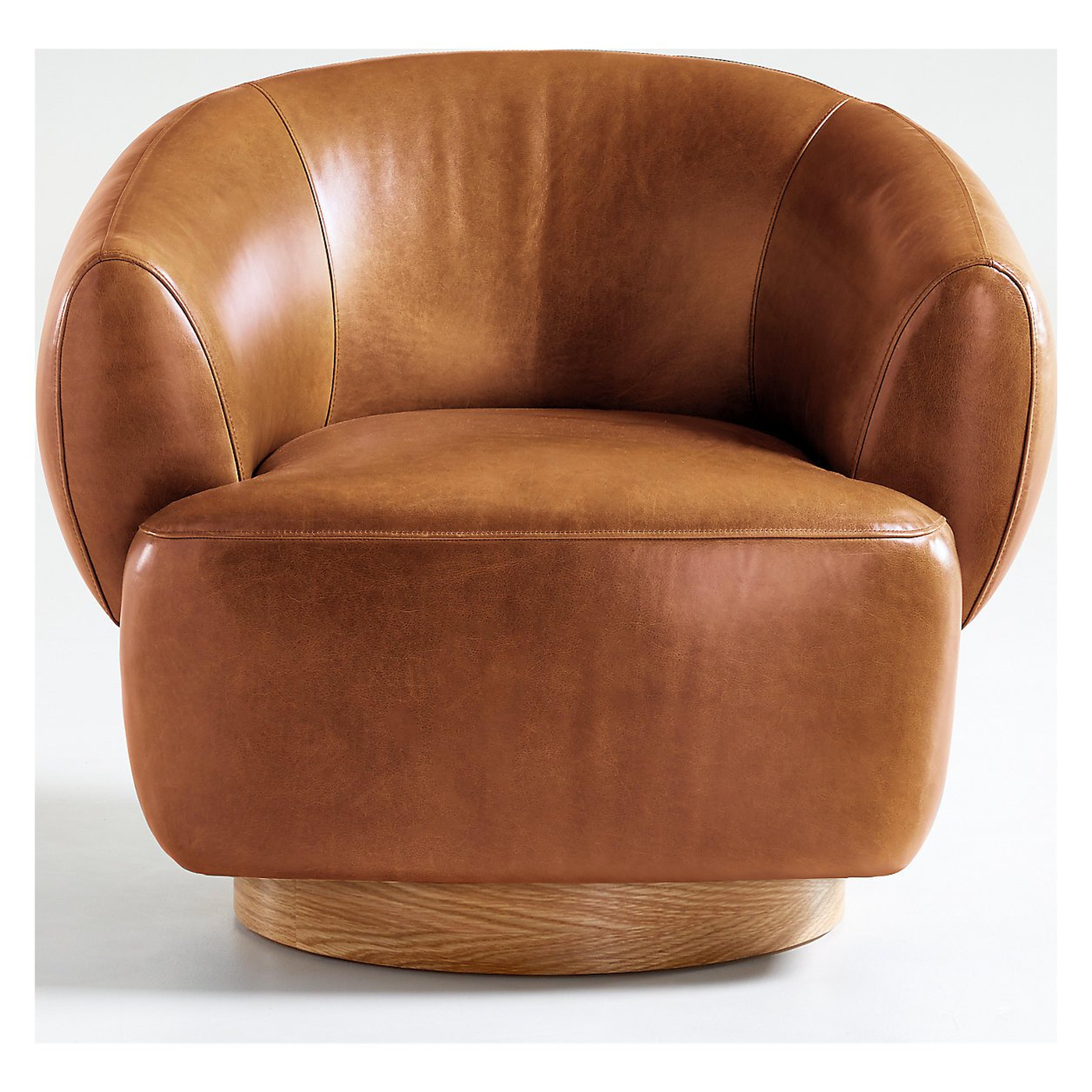 Merrick Leather Swivel Chair - Crate and Barrel