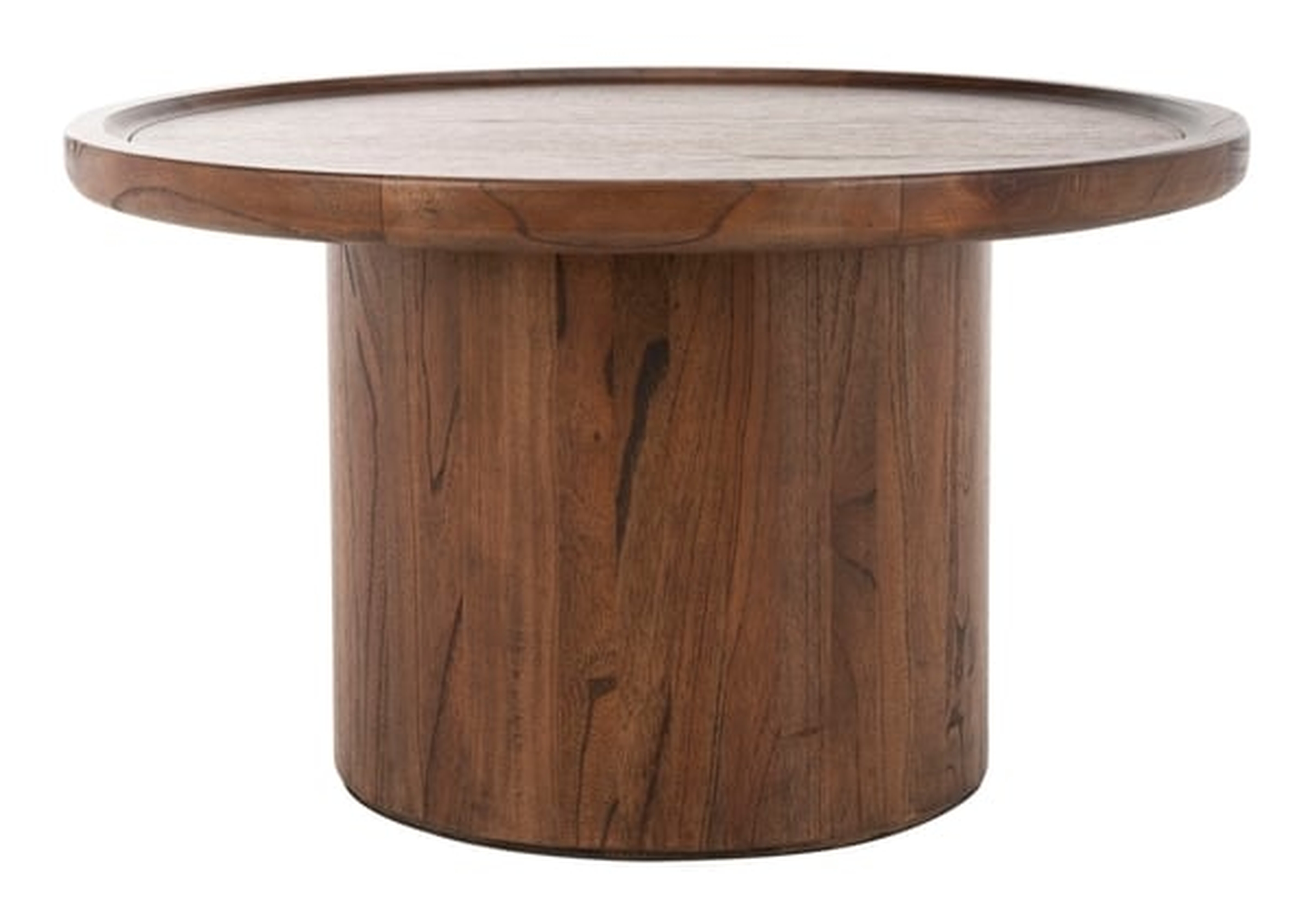 Devin Round Pedestal Coffee Table, Dark Brown - Arlo Home