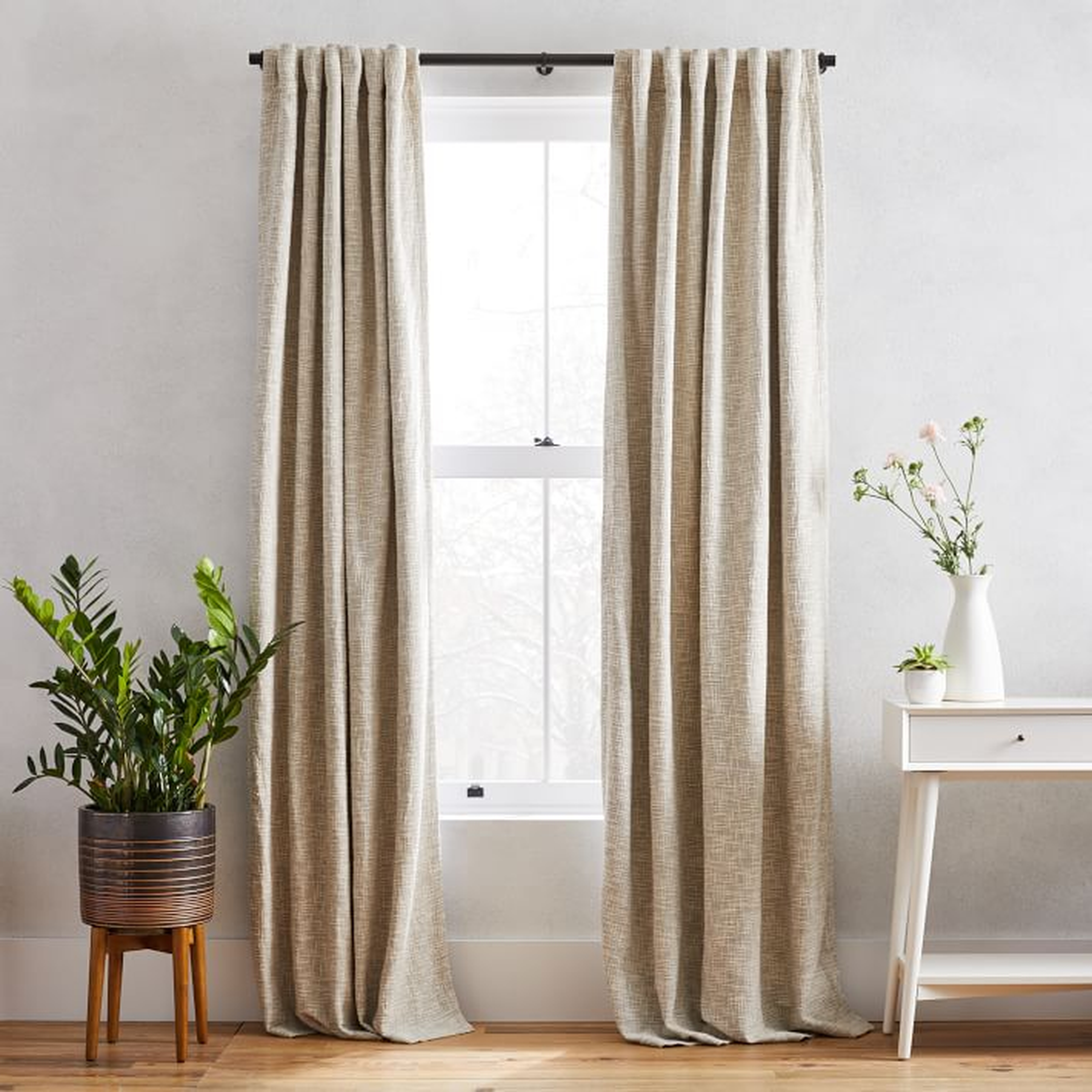 Textured Weave Curtain + Blackout Lining - Ivory - 96" - SINGLE PANEL - West Elm