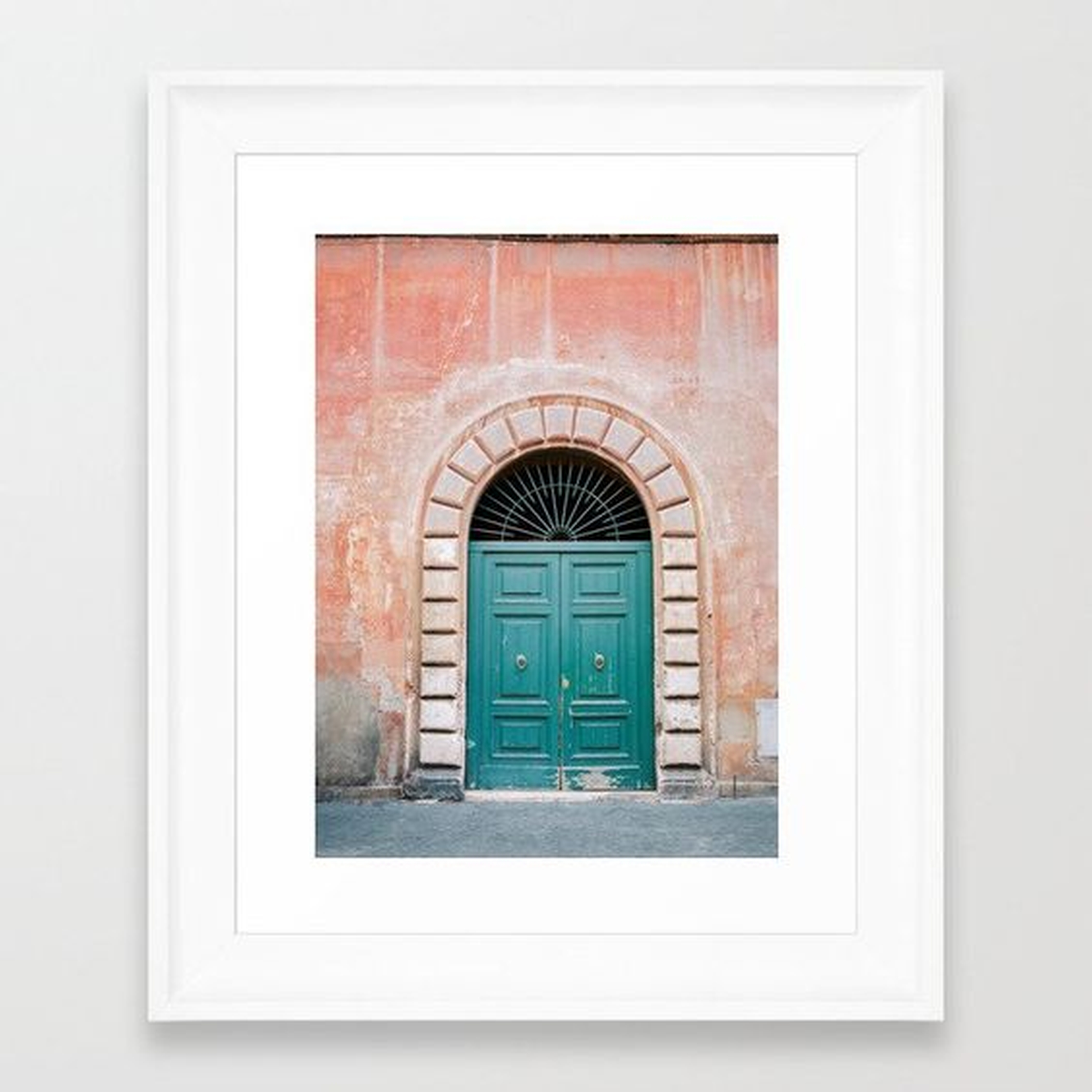 Turquoise Green door in Trastevere, Rome. Travel print Italy - film photography wall art colourful. Framed Art Print - Society6