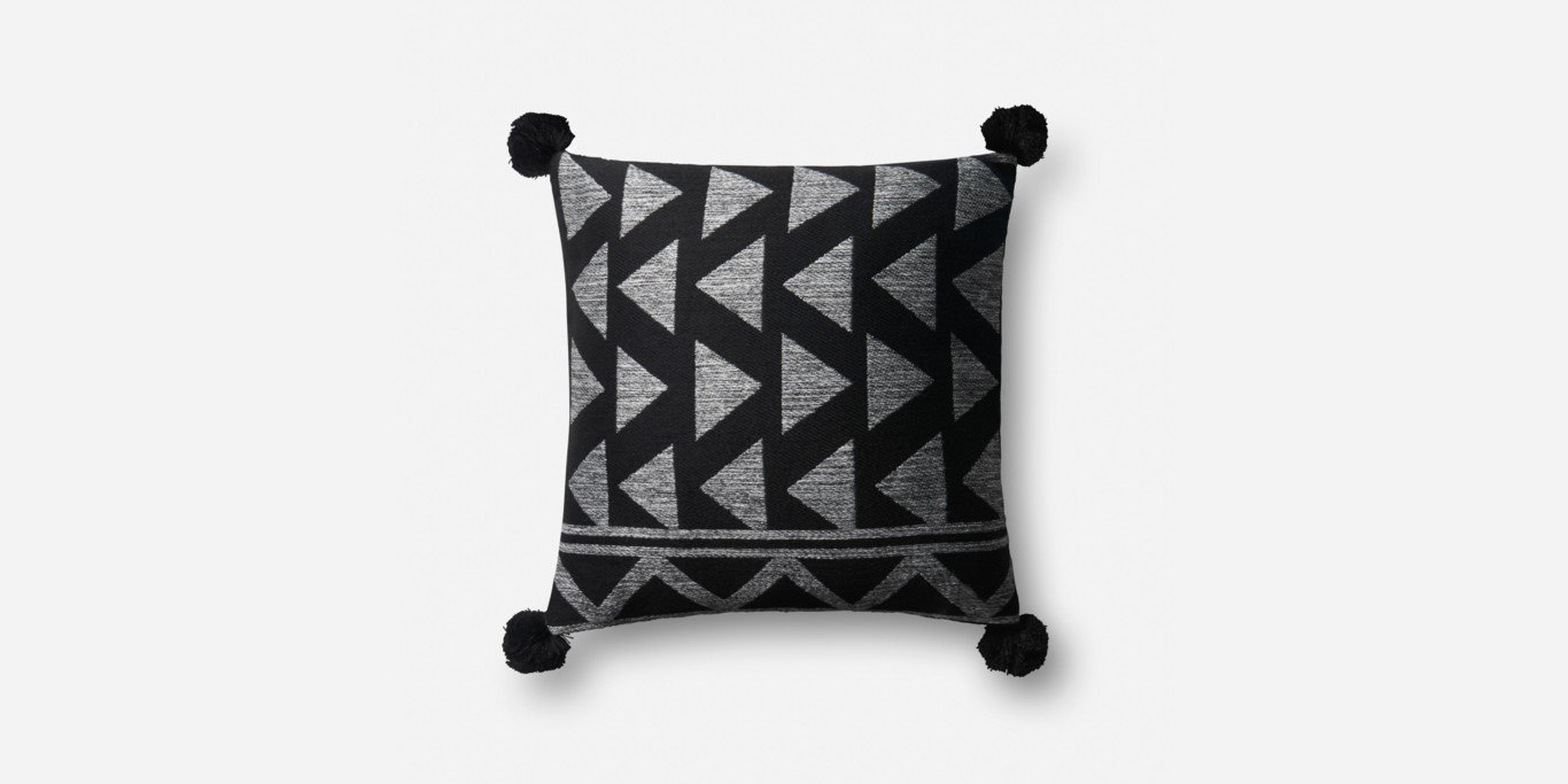 P0623 BLACK / WHITE Pillow with poly insert - Loloi Rugs