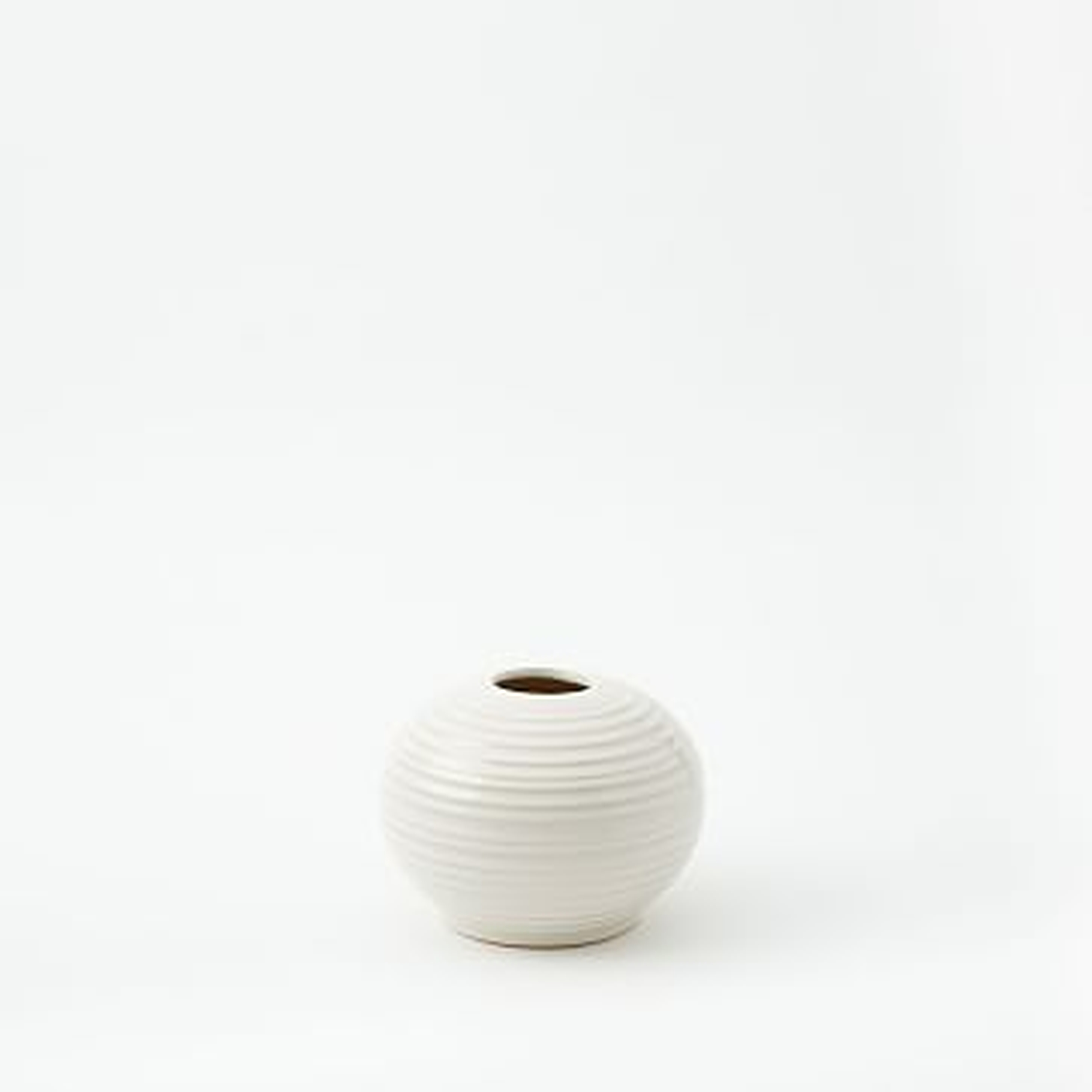Ceramic Ribbed Vase, 5", White - West Elm