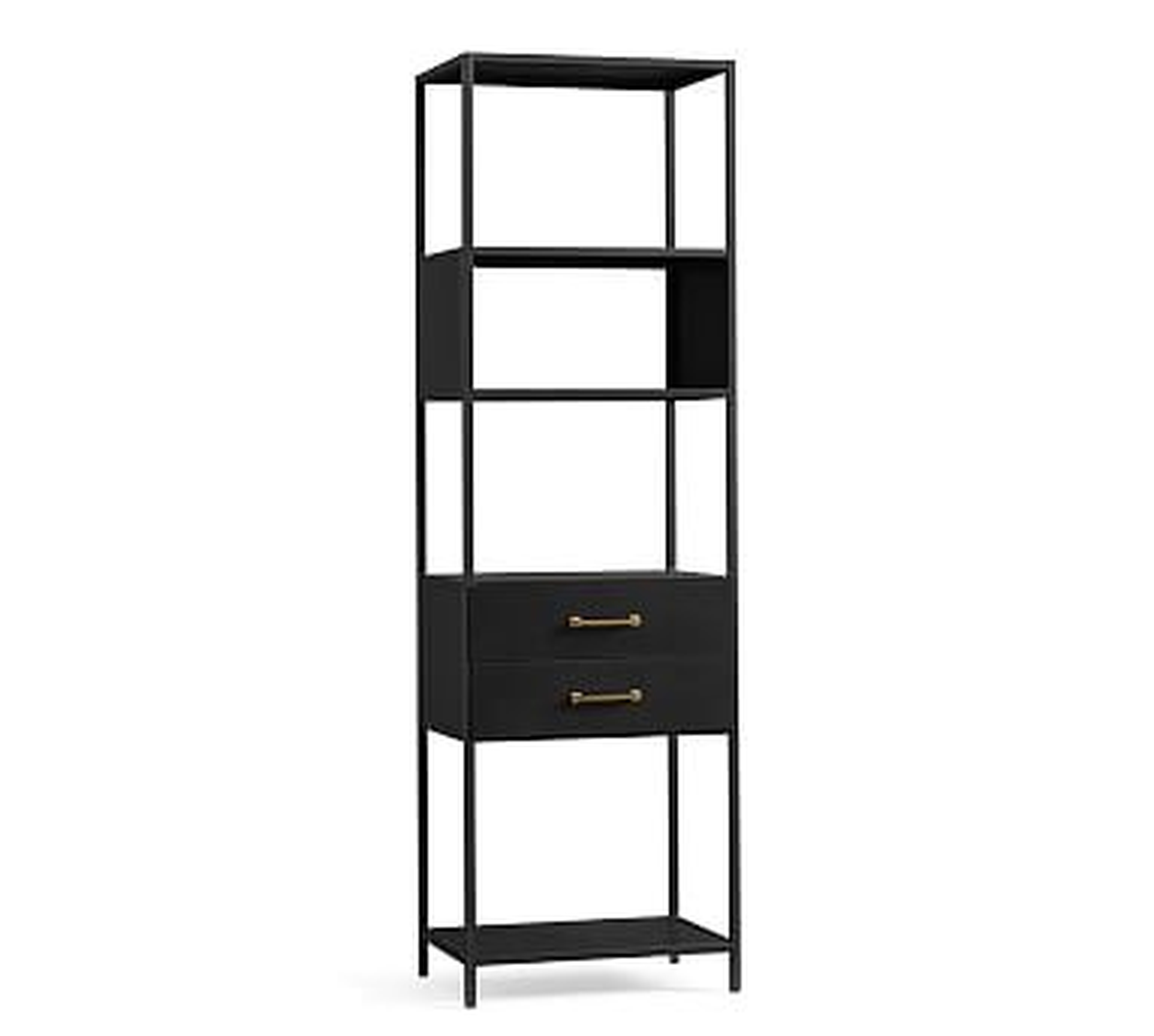Wilson Bookcase with Drawers, Black - Pottery Barn