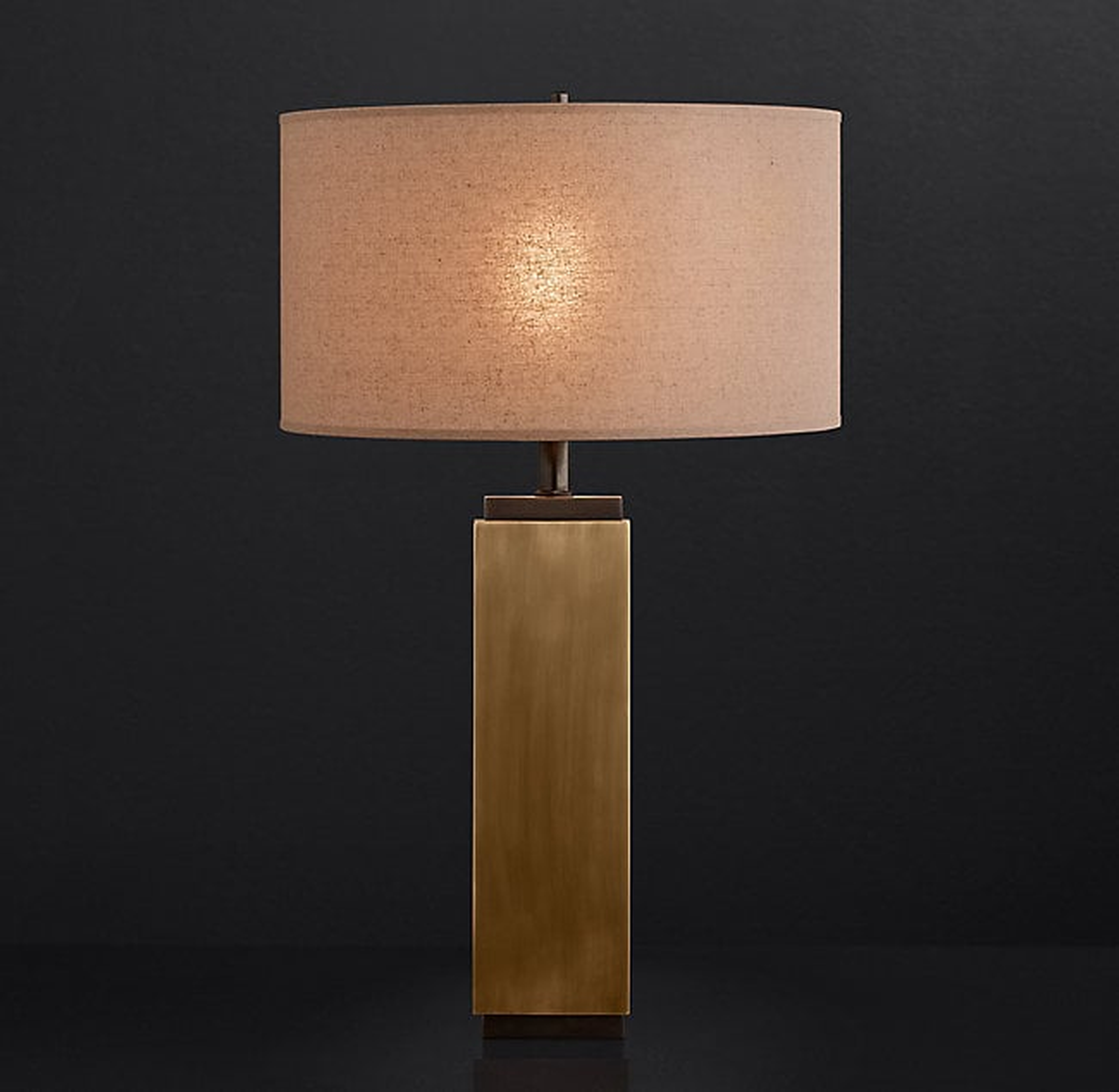 SQUARE-COLUMN TABLE LAMP VINTAGE BRASS - RH
