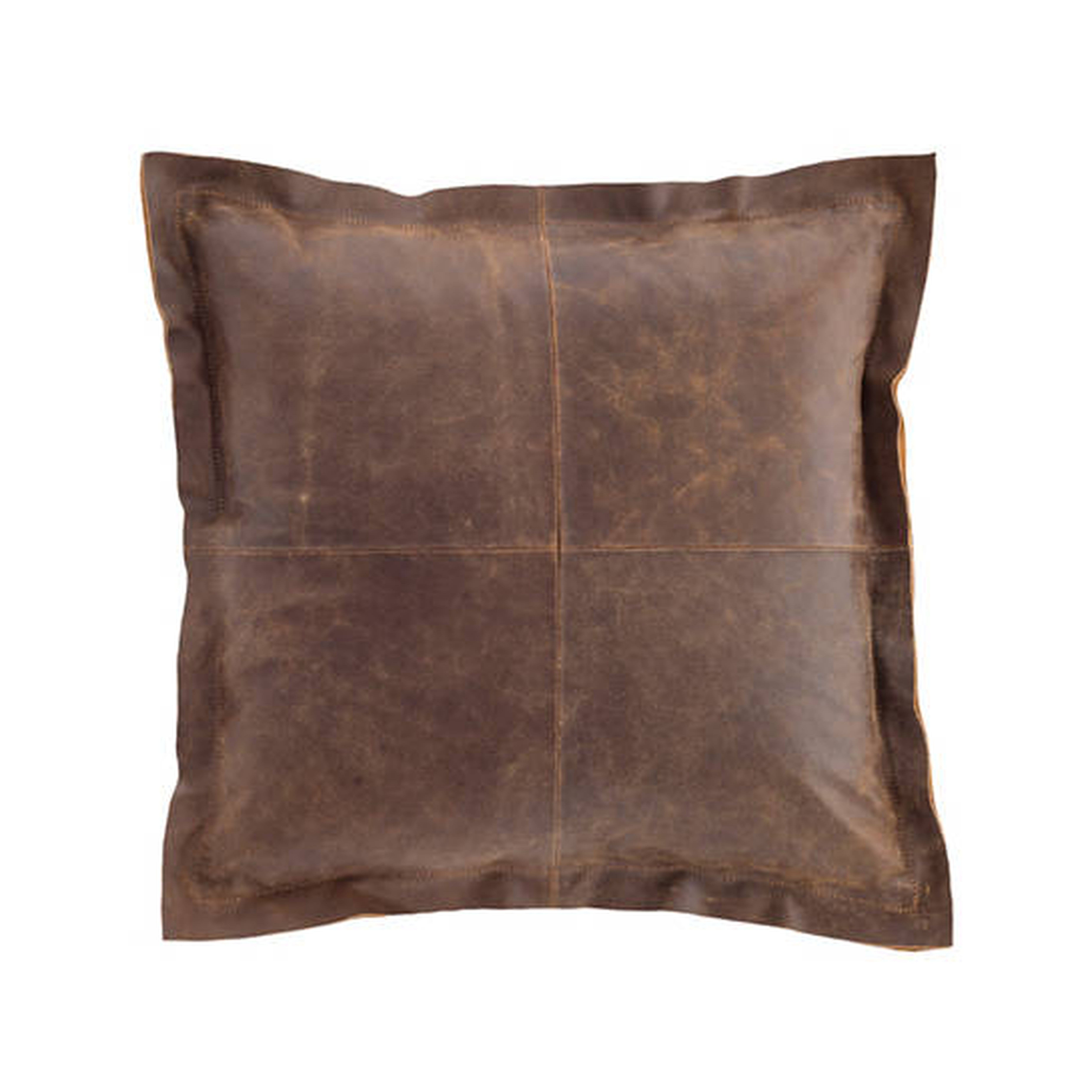 DISTRESSED LEATHER VINTAGE BROWN PILLOW - Dash and Albert