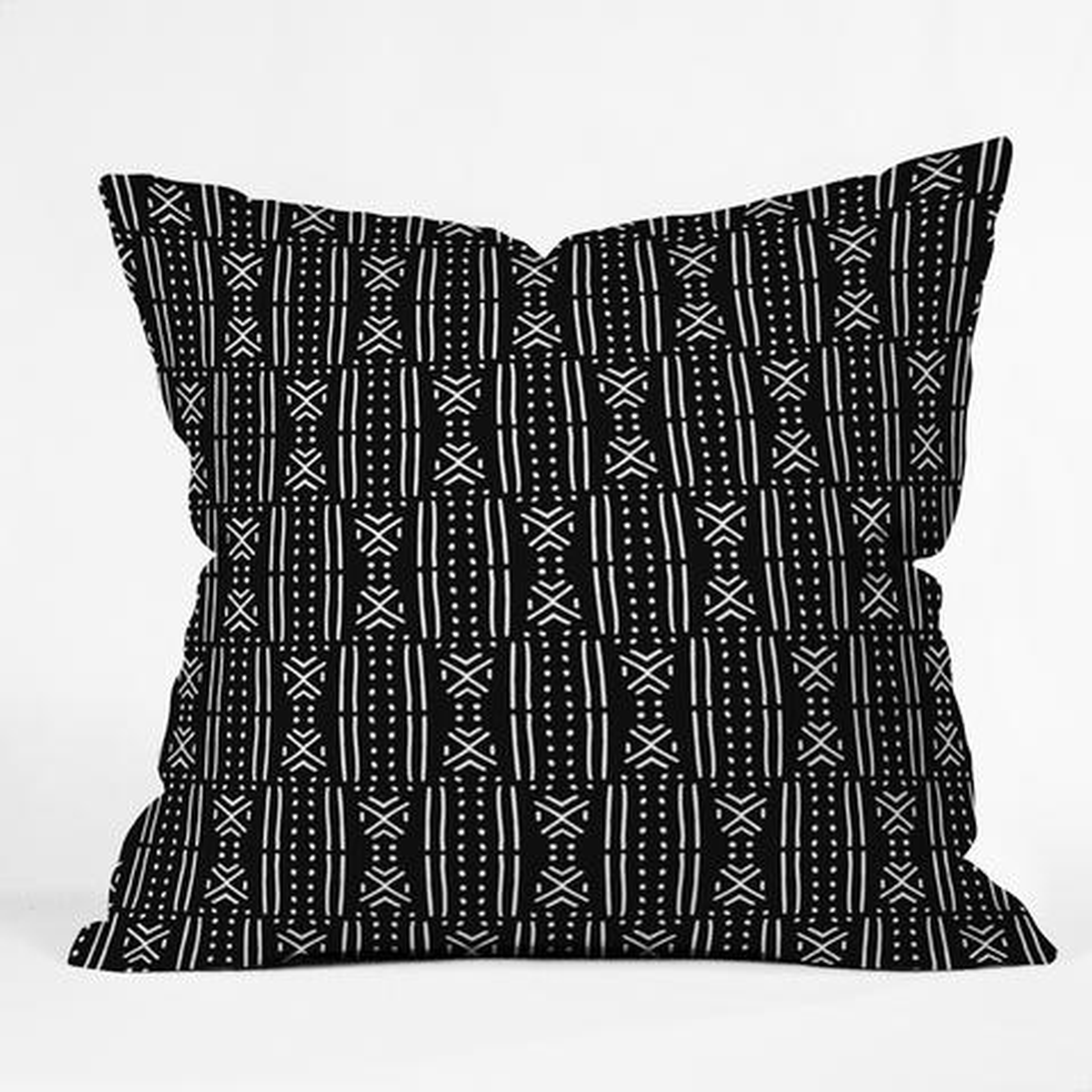 Holli Zollinger MUDCLOTH BLACK Throw Pillow - 16" x 16" - Wander Print Co.