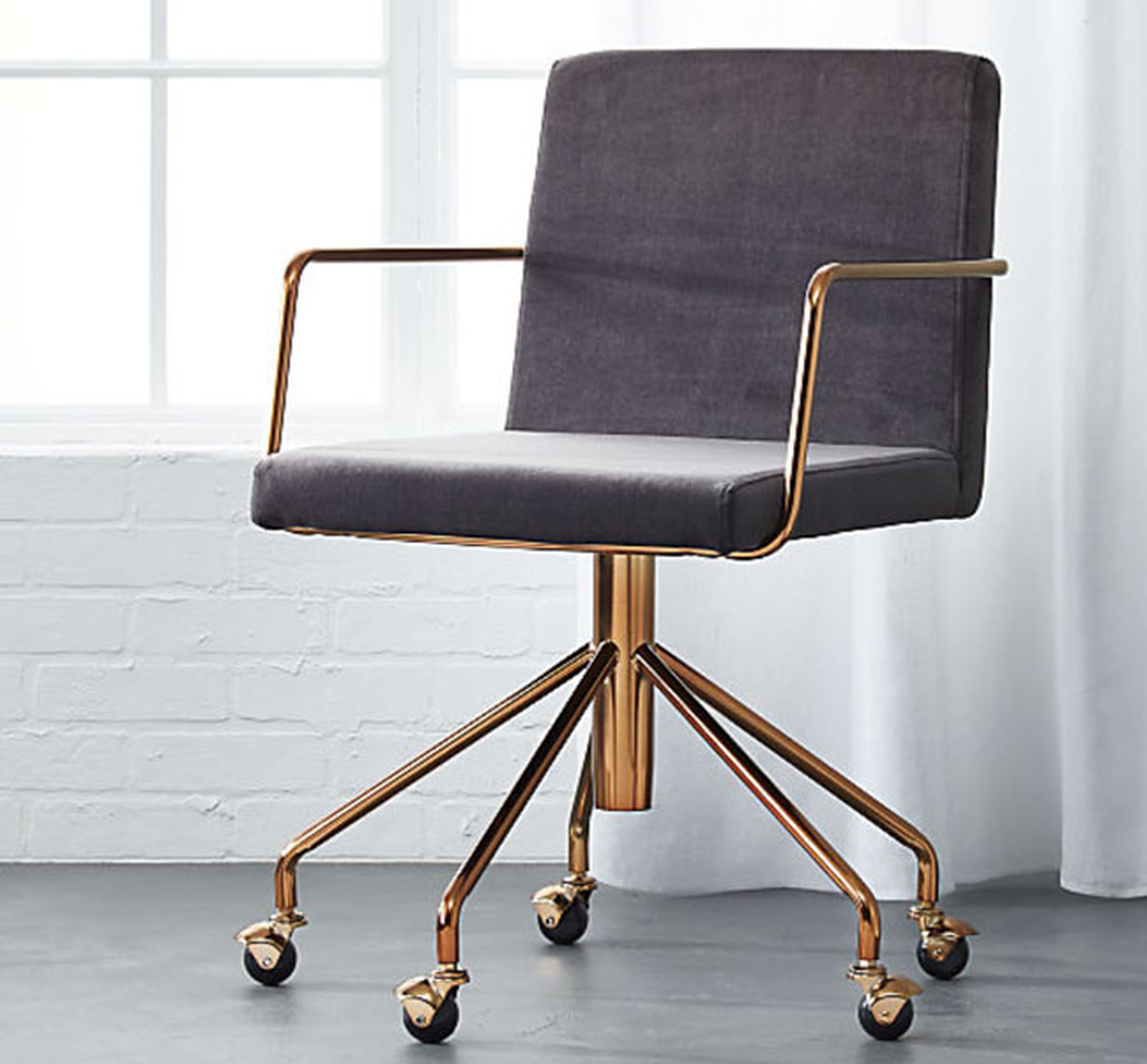 rouka grey velevet office chair - CB2