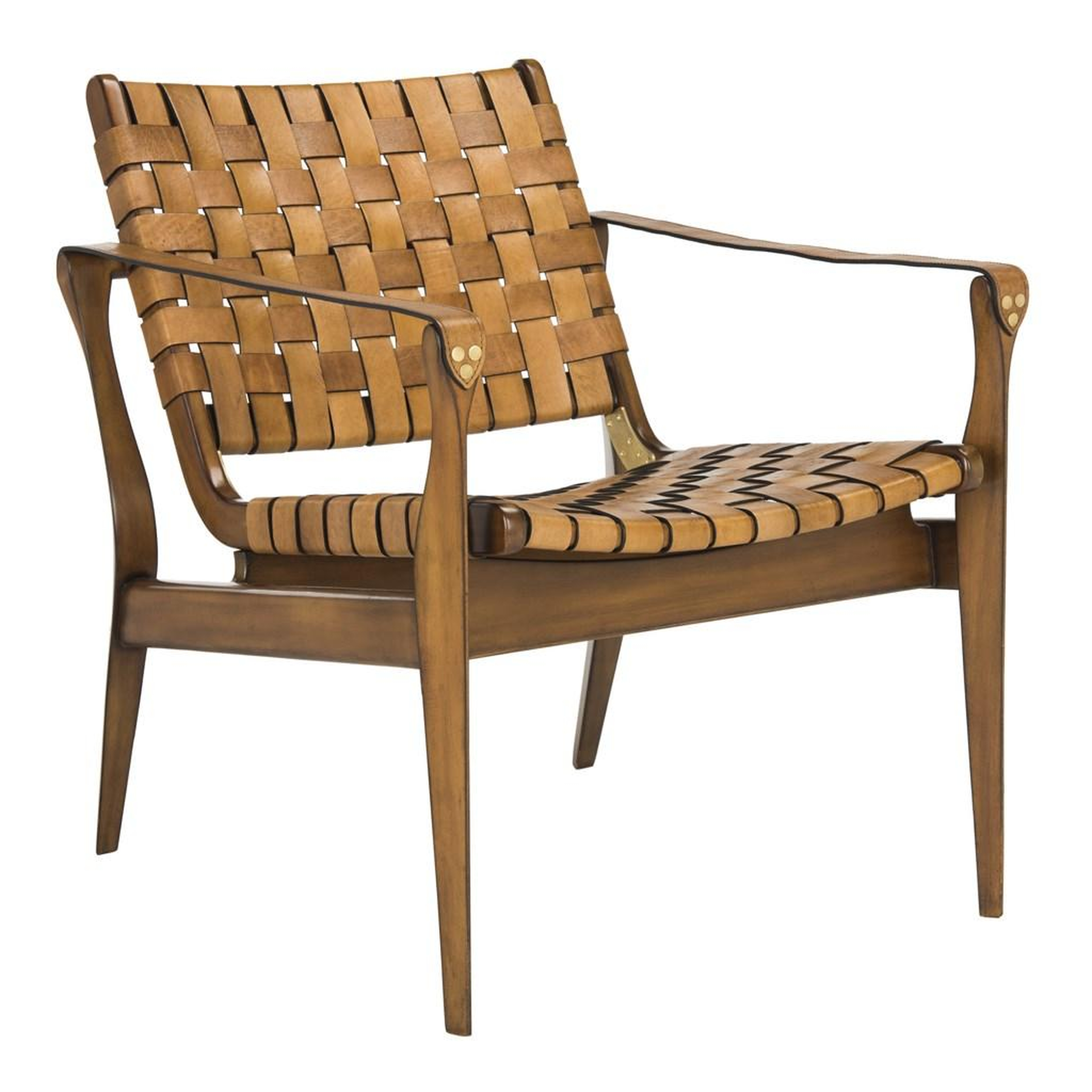 Dilan Leather Safari Chair - Brown - Safavieh - Arlo Home
