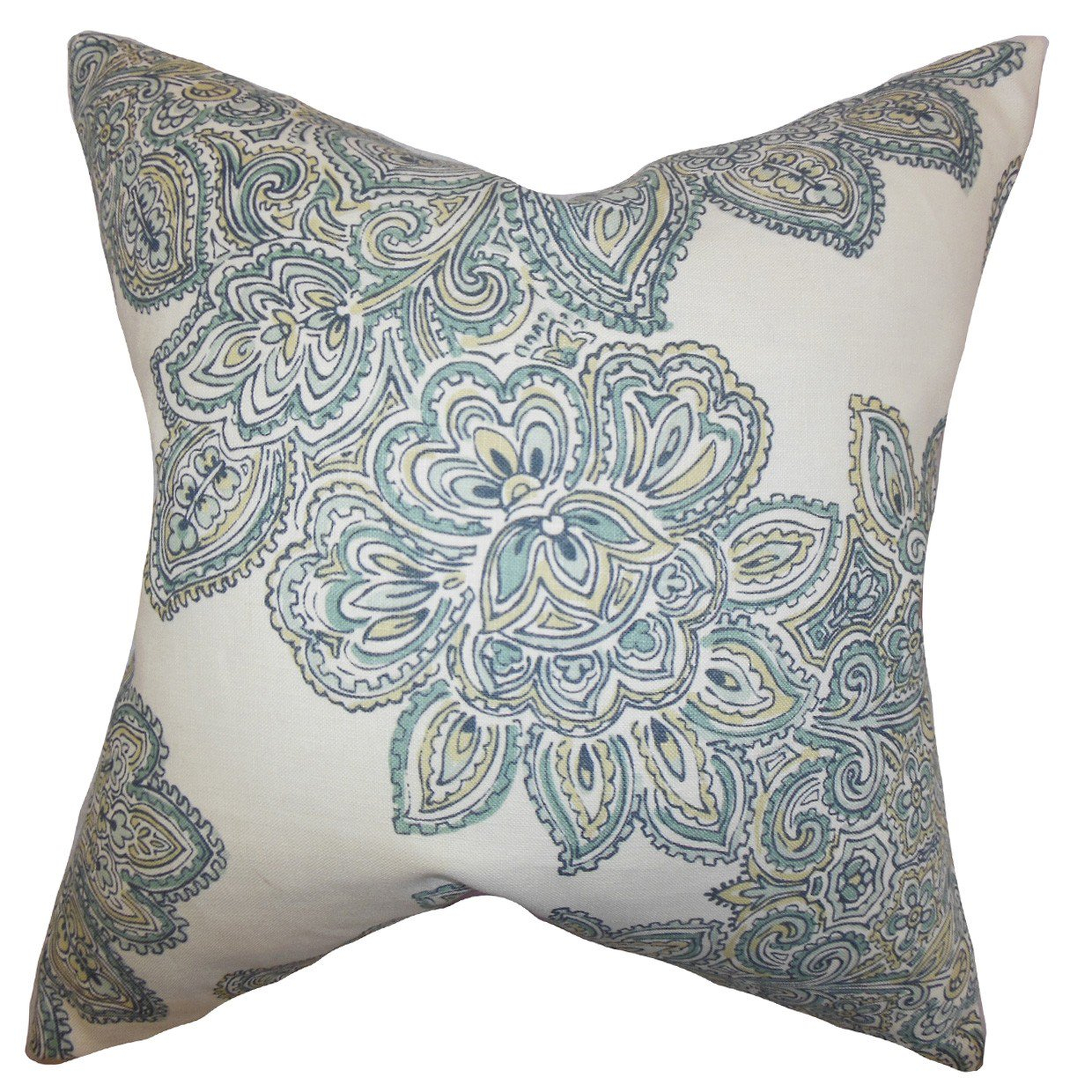 Haldis Floral Pillow Sea Green- 18" x 18" - Poly insert - Linen & Seam