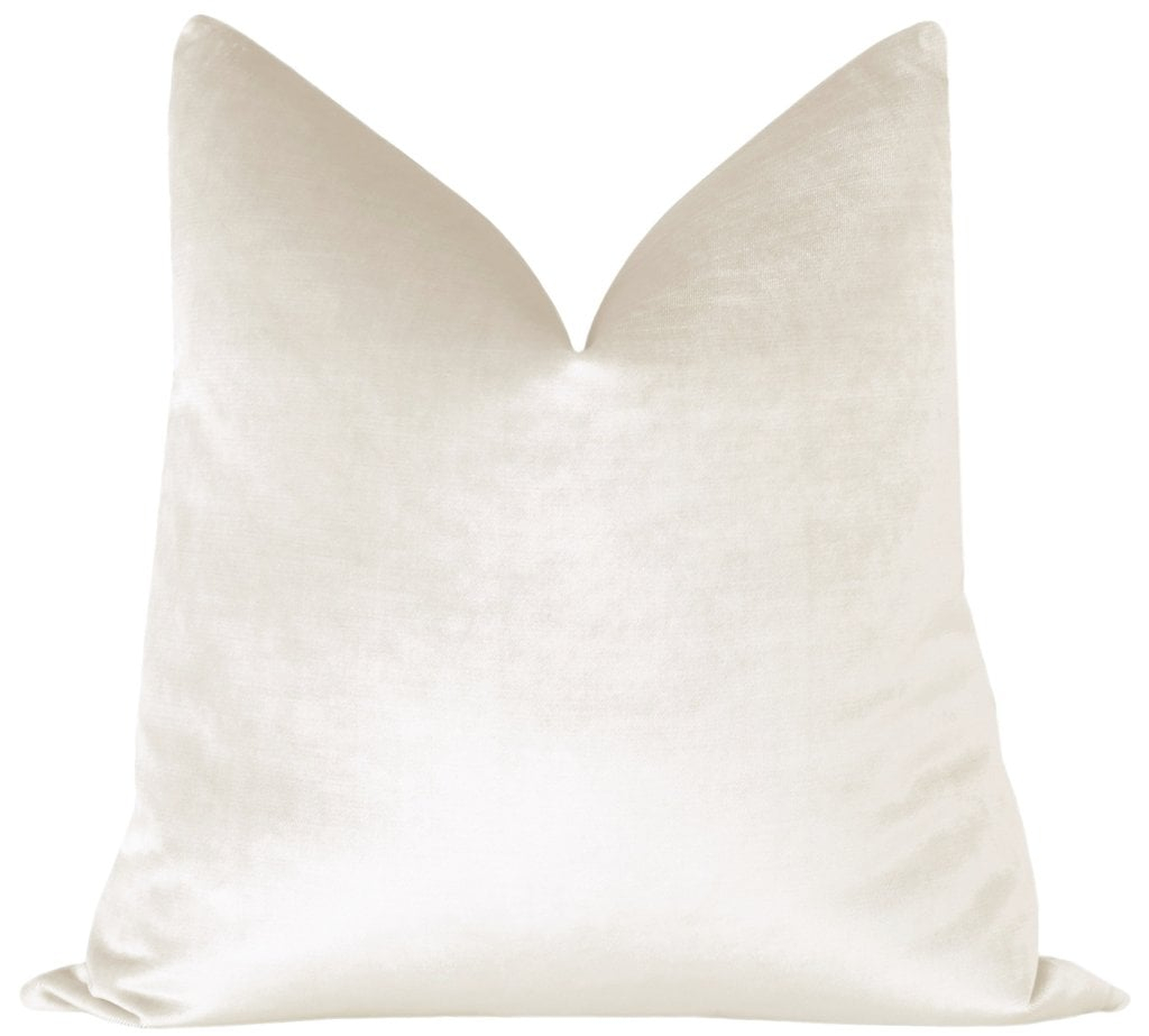 Faux Silk Velvet Pillow, Alabaster, 22" x 22" With insert - Little Design Company