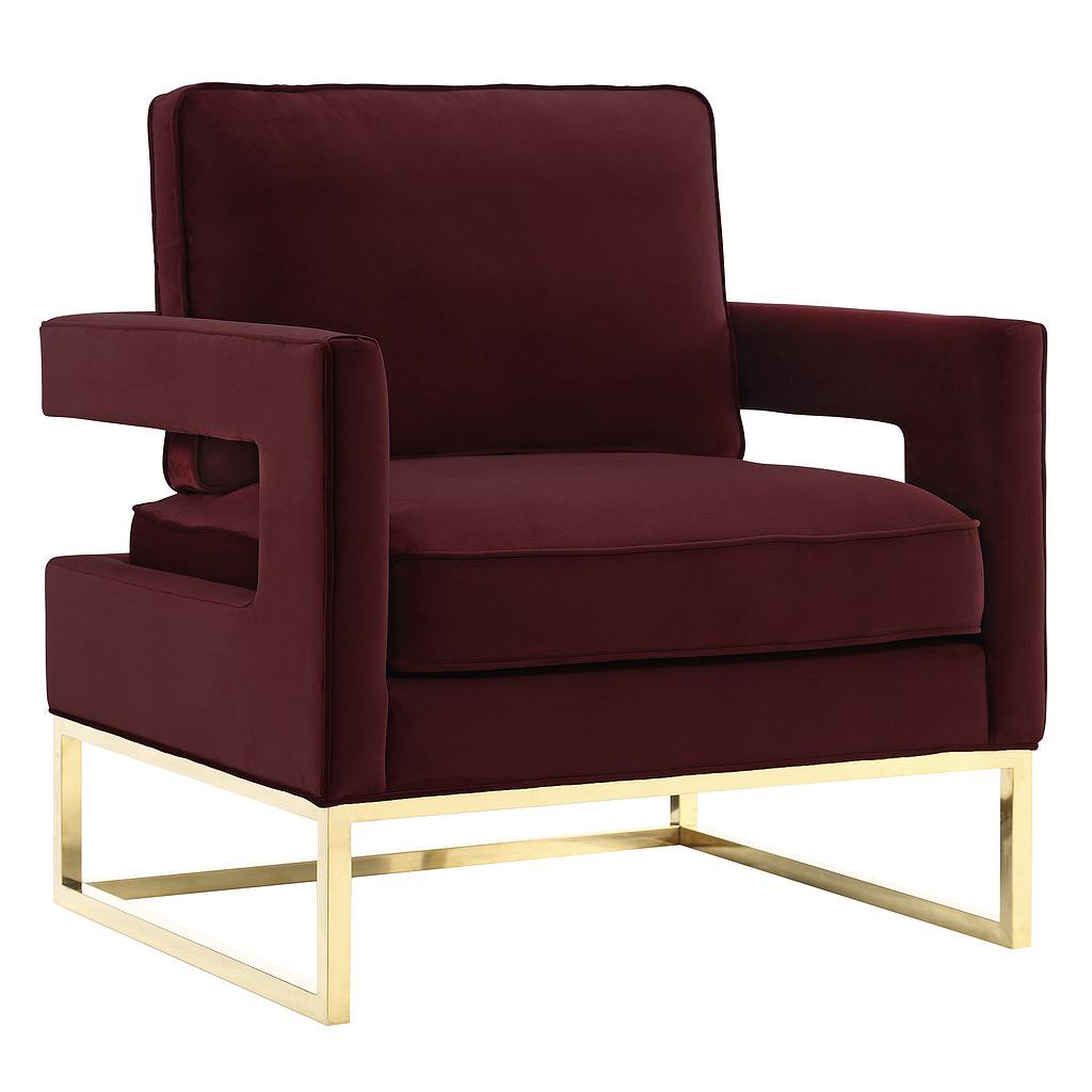 Aubrey Maroon Velvet Chair With Polished Lilly Base - TOV FURNITURE