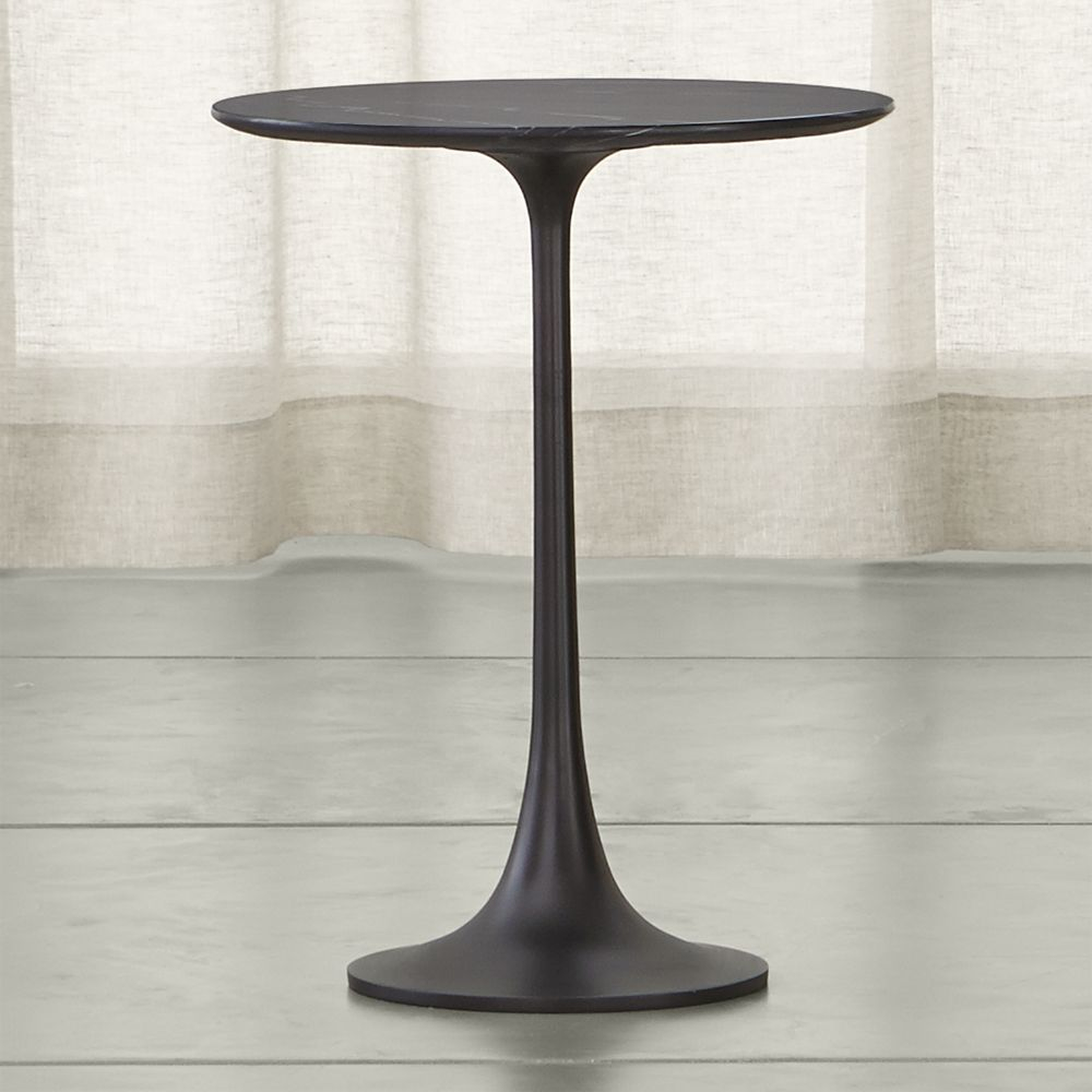 Nero Black Marble Round Accent Table - Crate and Barrel