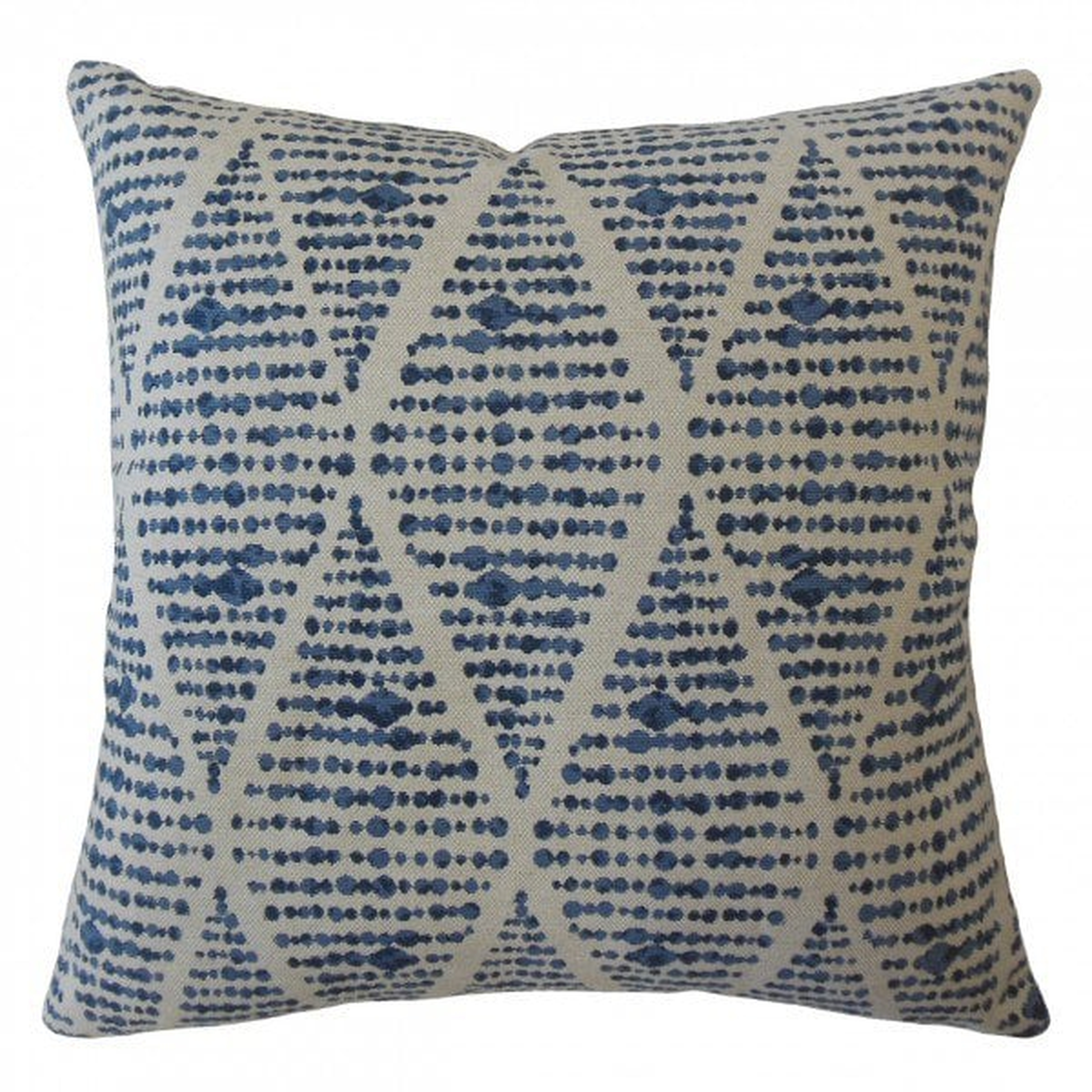Cahdla Geometric Pillow, 18" x 18", Blue - Linen & Seam