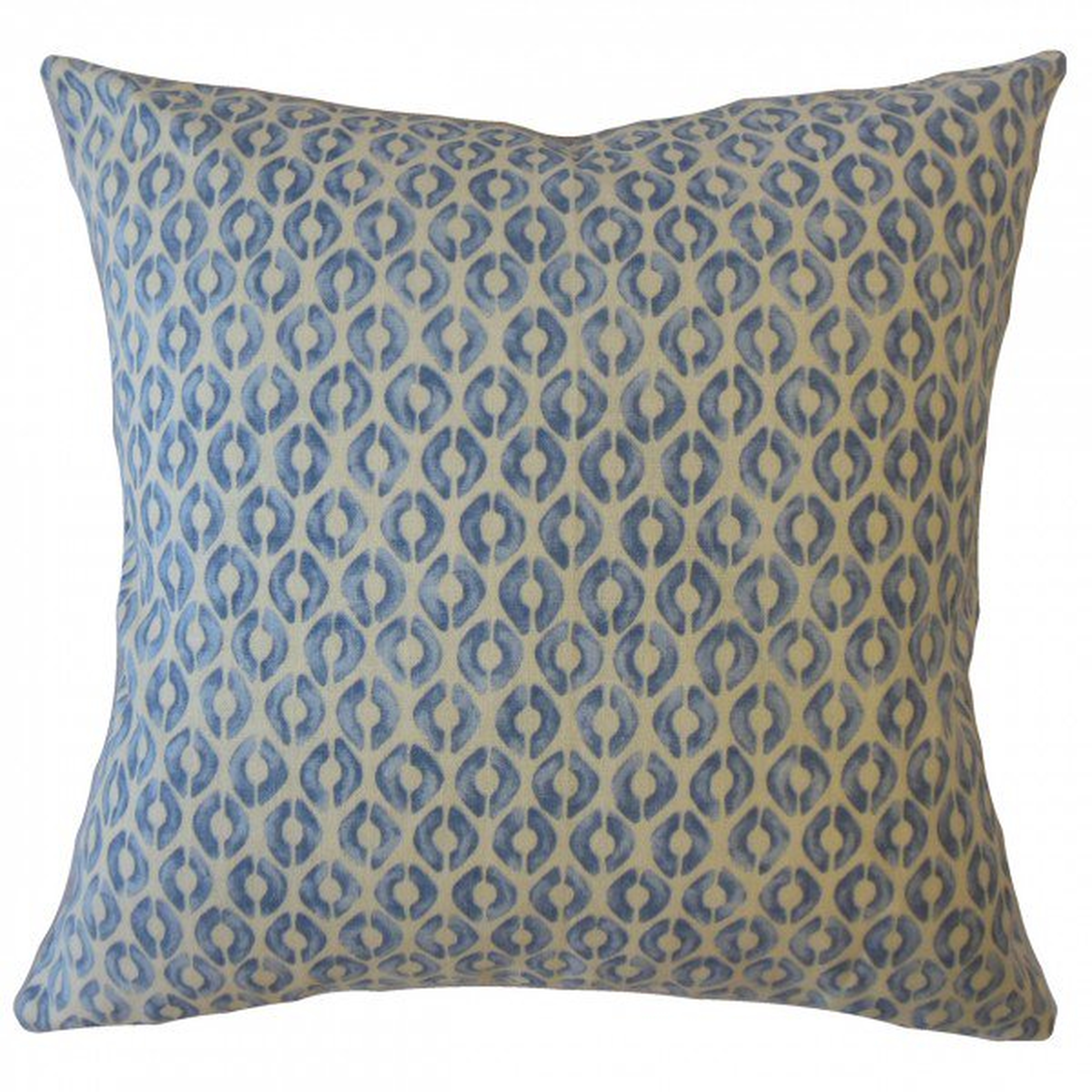 Landen Geometric Pillow Blue 20" Down Insert - Linen & Seam