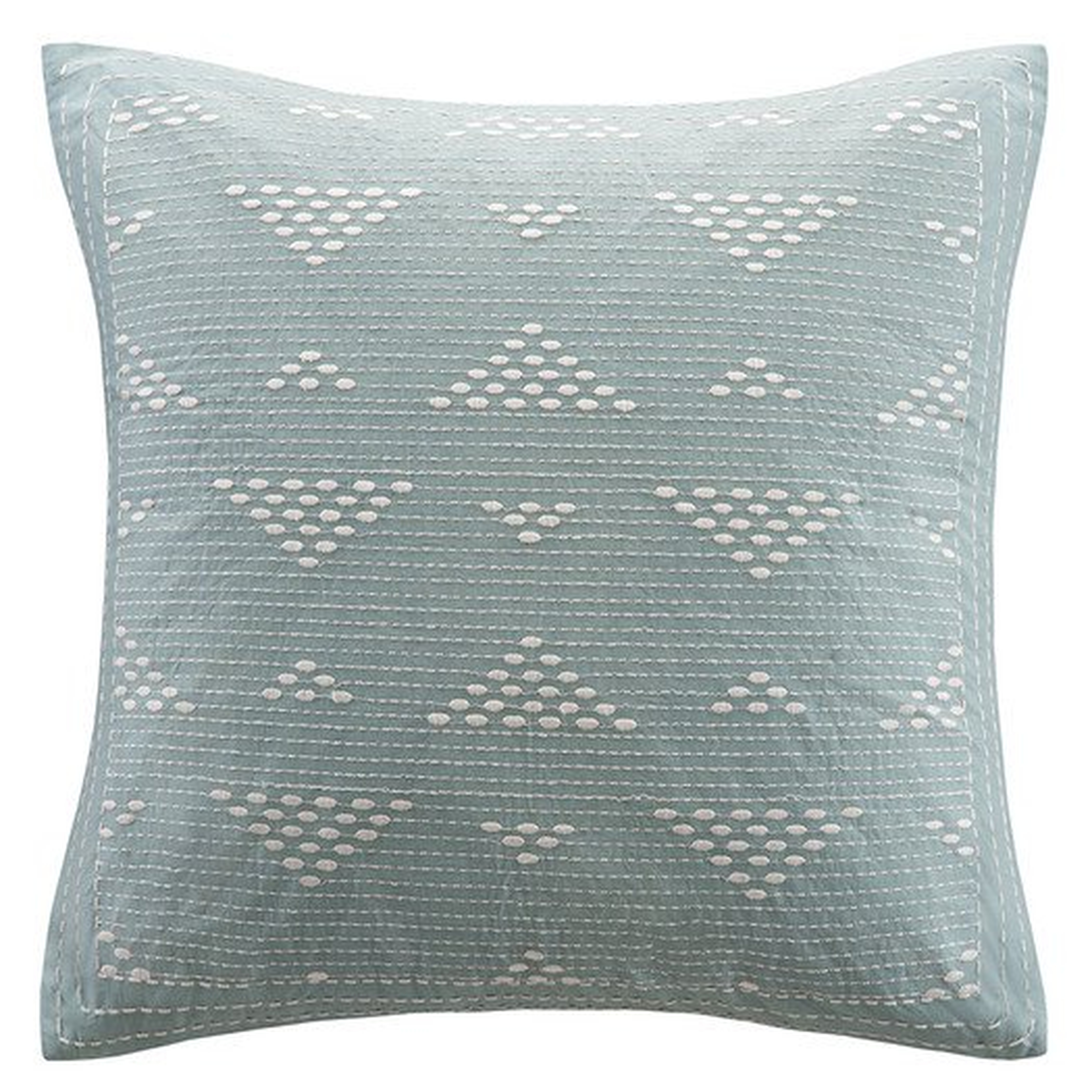 Ivette 100% Cotton Throw Pillow, Blue - 18''x 18" - Polyester fill - AllModern